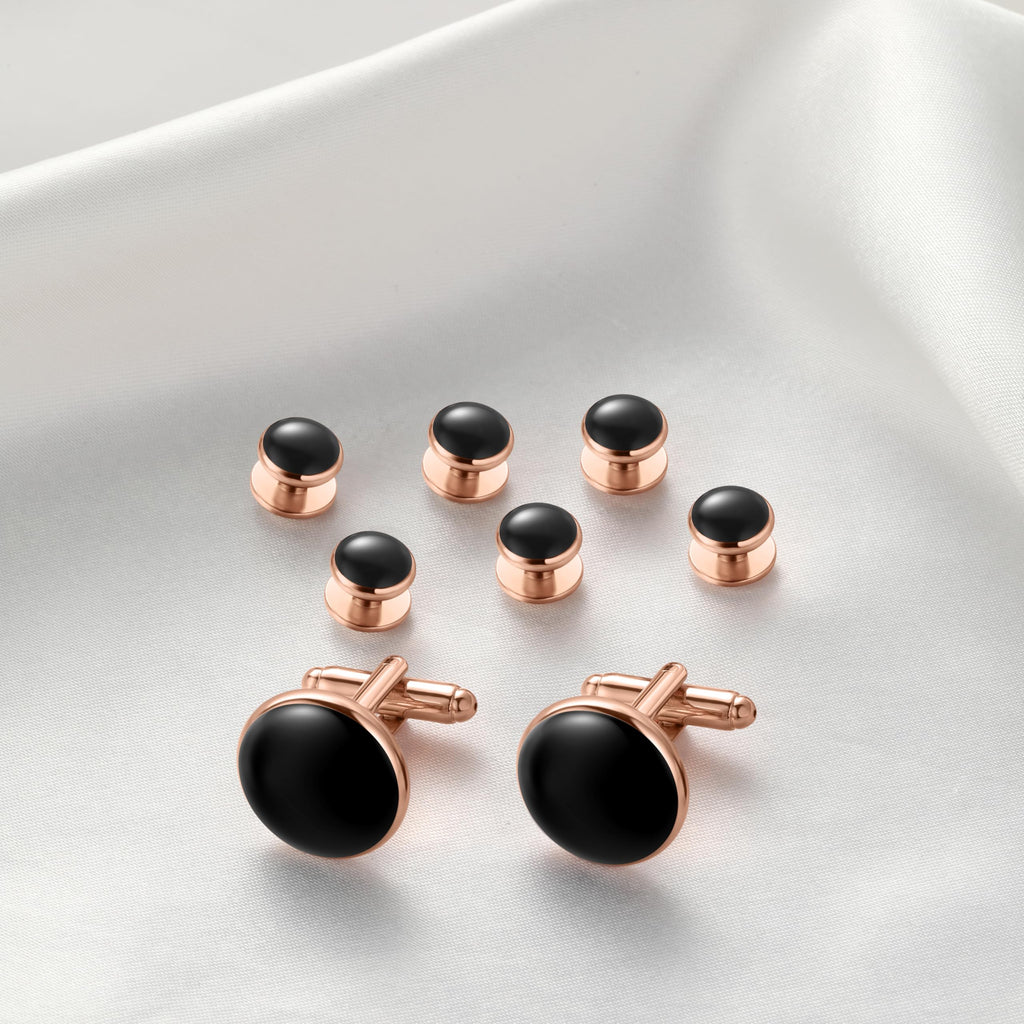Men's Cufflinks & Tuxedo Studs Set - 316L Stainless Steel Formal Wedding Jewelry, Groomsmen Gift Set with Gift Box
