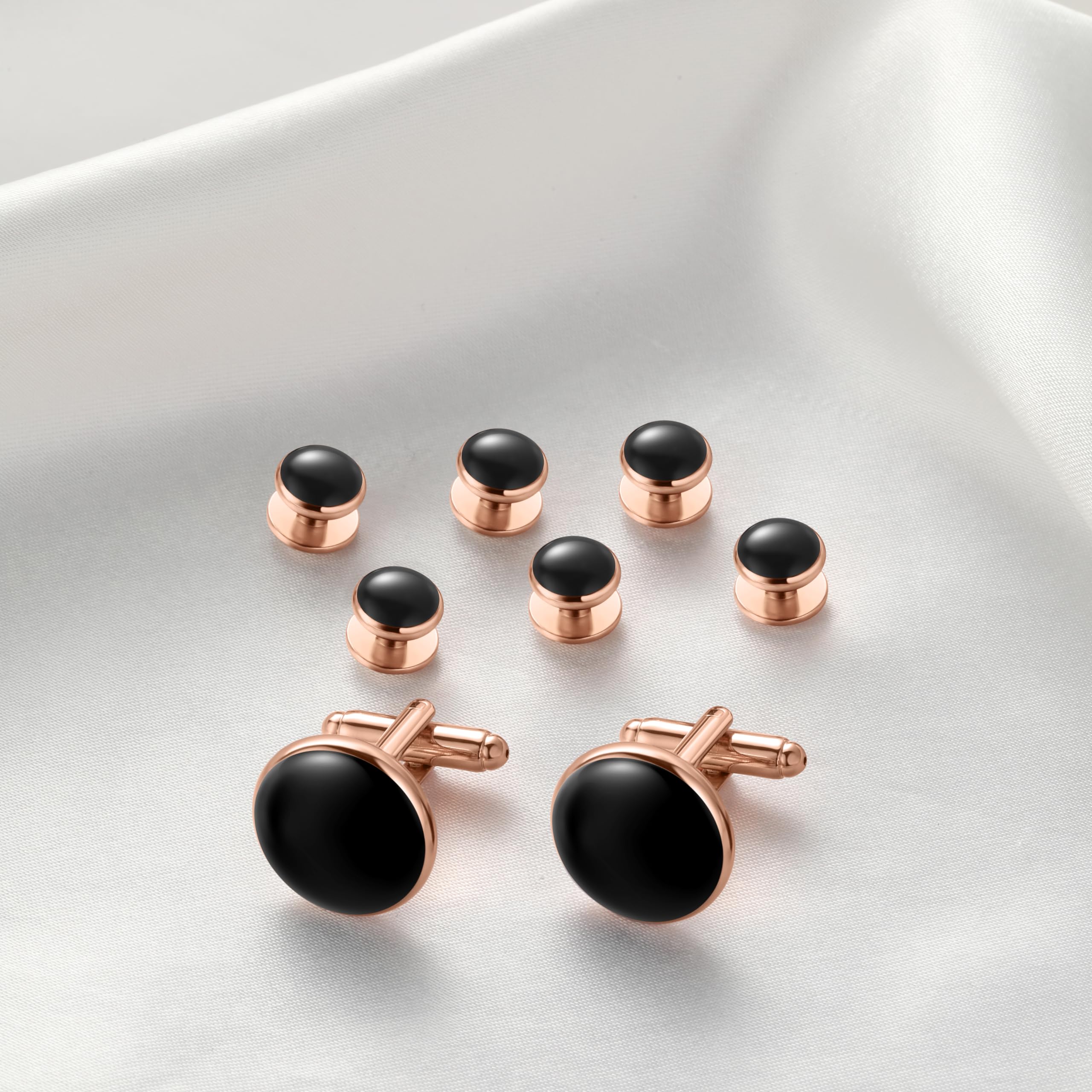 Men's Cufflinks & Tuxedo Studs Set - 316L Stainless Steel Formal Wedding Jewelry, Groomsmen Gift Set with Gift Box