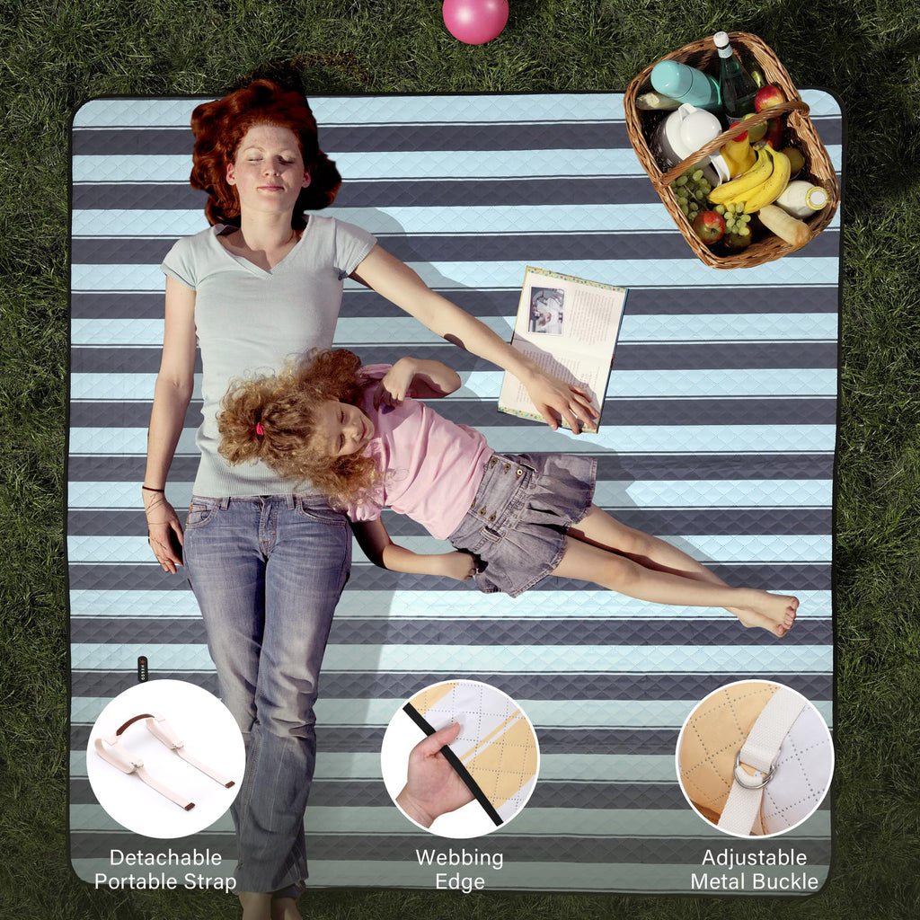 HX&OD Extra Large Picnic Outdoor Blanket, 80”x60” Waterproof Picnic Mat Foldable Camping Blanket Portable with Carry Strap for Beach Mat Outdoor Camping Party(Yellow)