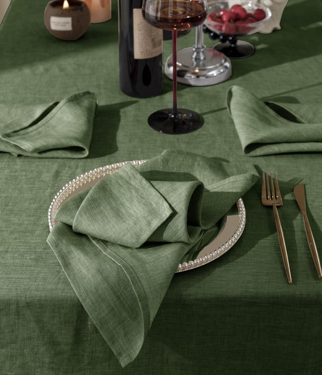 Talasily Linen Tablecloth 100% Pure Linen Table Cloth 60x84 Inches Rectangle Tablecloths Washable Cloths for Kitchen, Dining, Buffet Parties, Holidays, Picnic, Weddings and Restaurants-Caramel