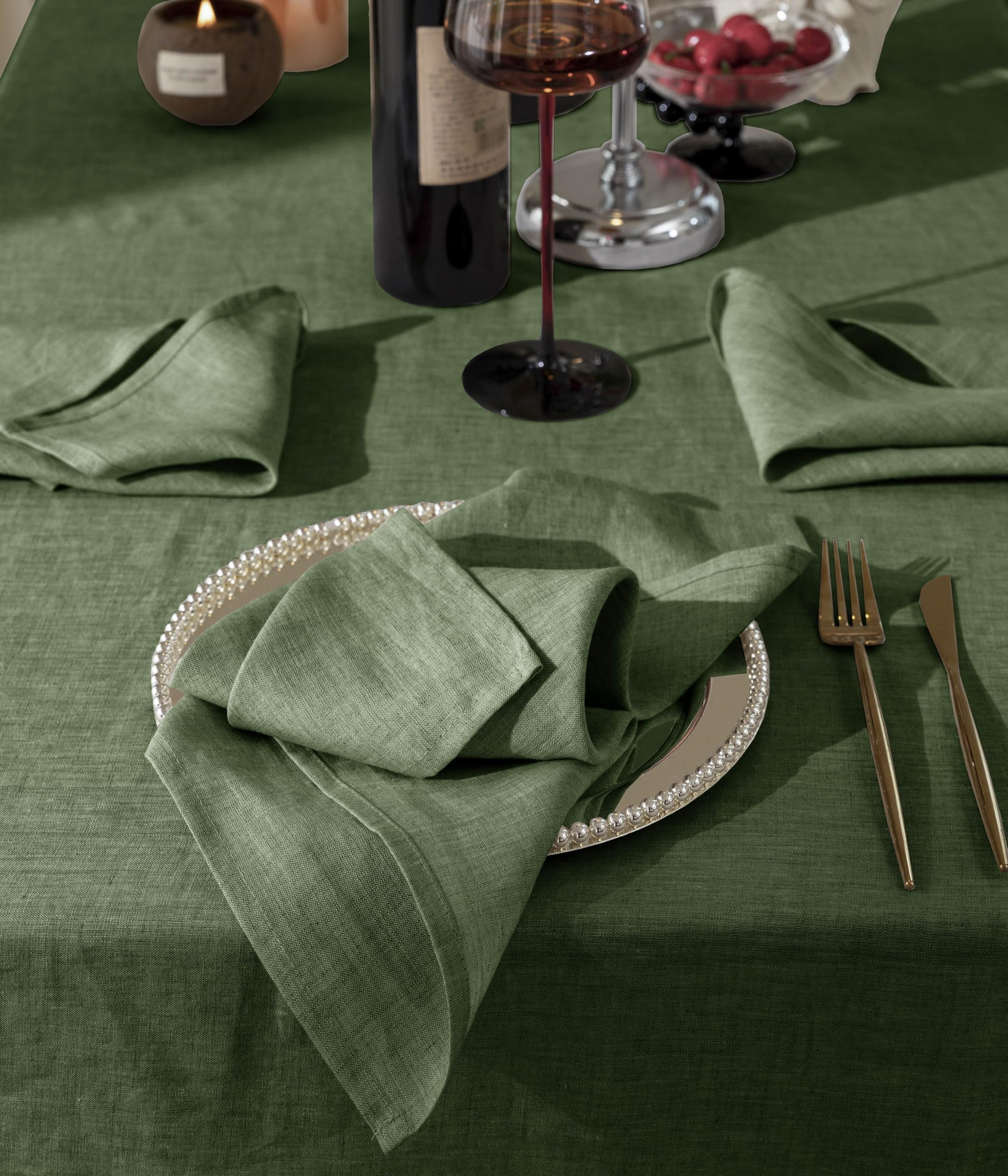 Talasily Linen Tablecloth 100% Pure Linen Table Cloth 60x84 Inches Rectangle Tablecloths Washable Cloths for Kitchen, Dining, Buffet Parties, Holidays, Picnic, Weddings and Restaurants-Caramel