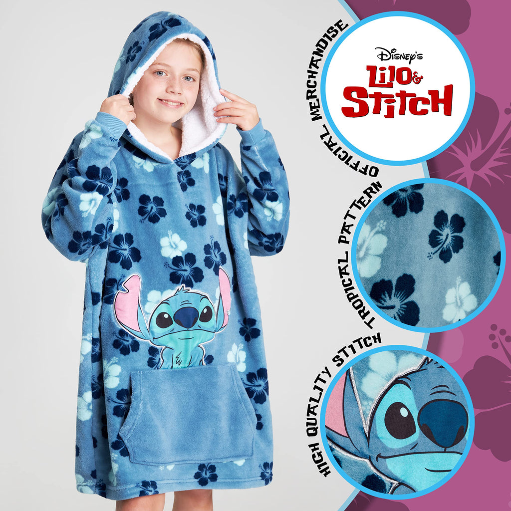 Disney Stitch Blanket Hoodie for Kids Cozy Fleece Wearable Blanket Stitch Gifts