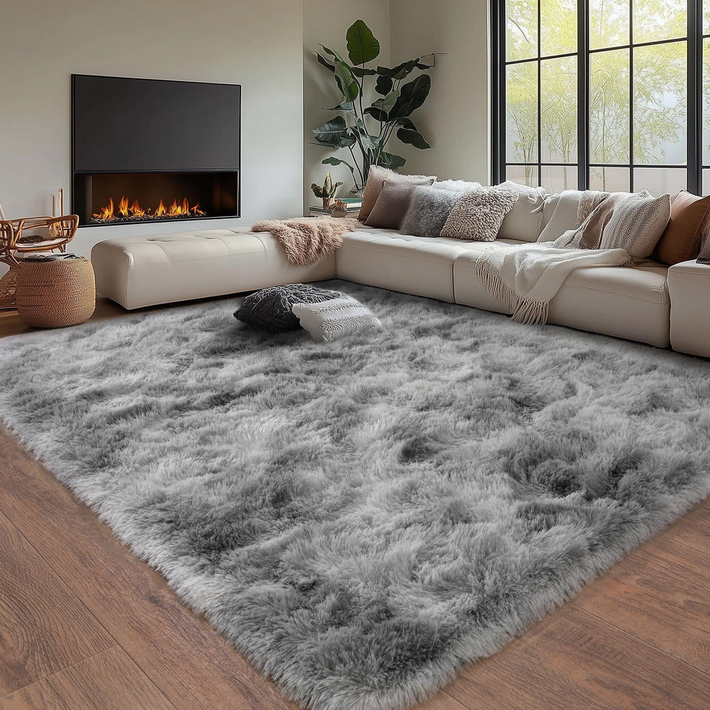 Beige Fluffy Rug for Bedroom 4x6ft - Ultra Soft & Non Slip Shaggy Area Rug, Comfy Durable Carpet for Living Room Kids Room Teens Dorm Home Decor, 1.7'' Thick Indoor Plush Carpets