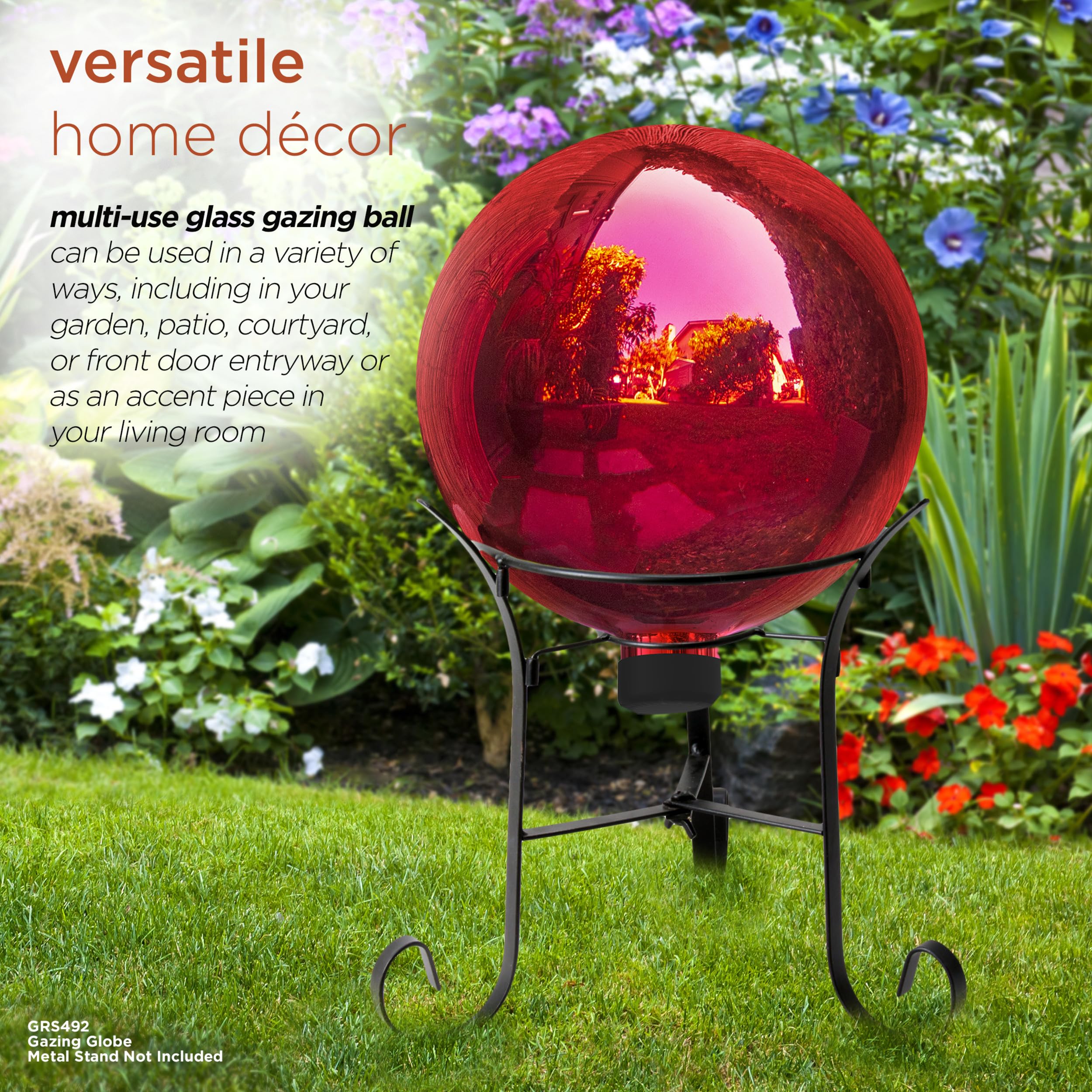 Alpine Corporation | 10" Indoor/Outdoor Glass Gazing Globe — Festive Garden & Yard Décor Accent — Blue