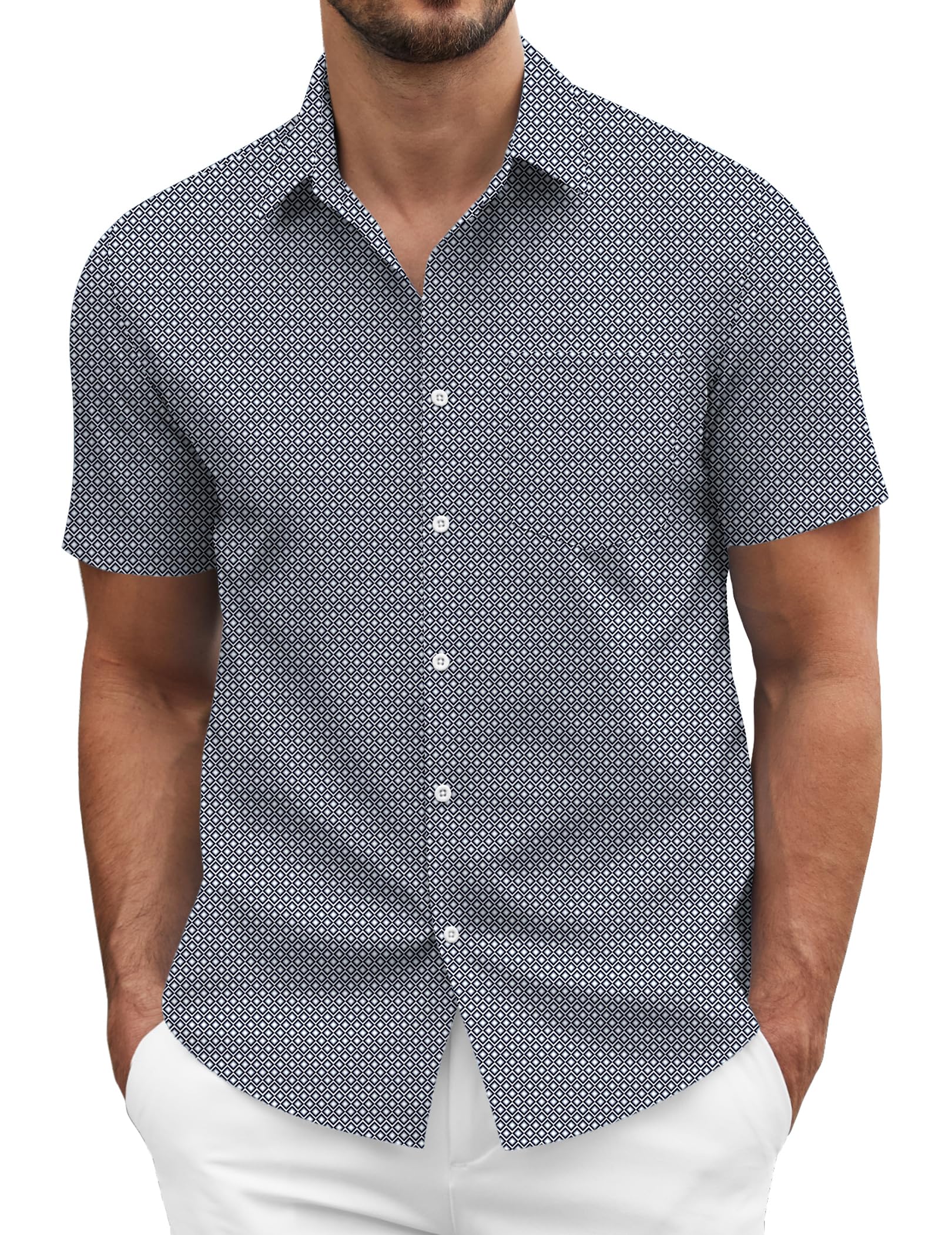 COOFANDY Men's Short Sleeve Casual Button Down Shirt Business Untucked Dress Shirts with Pocket