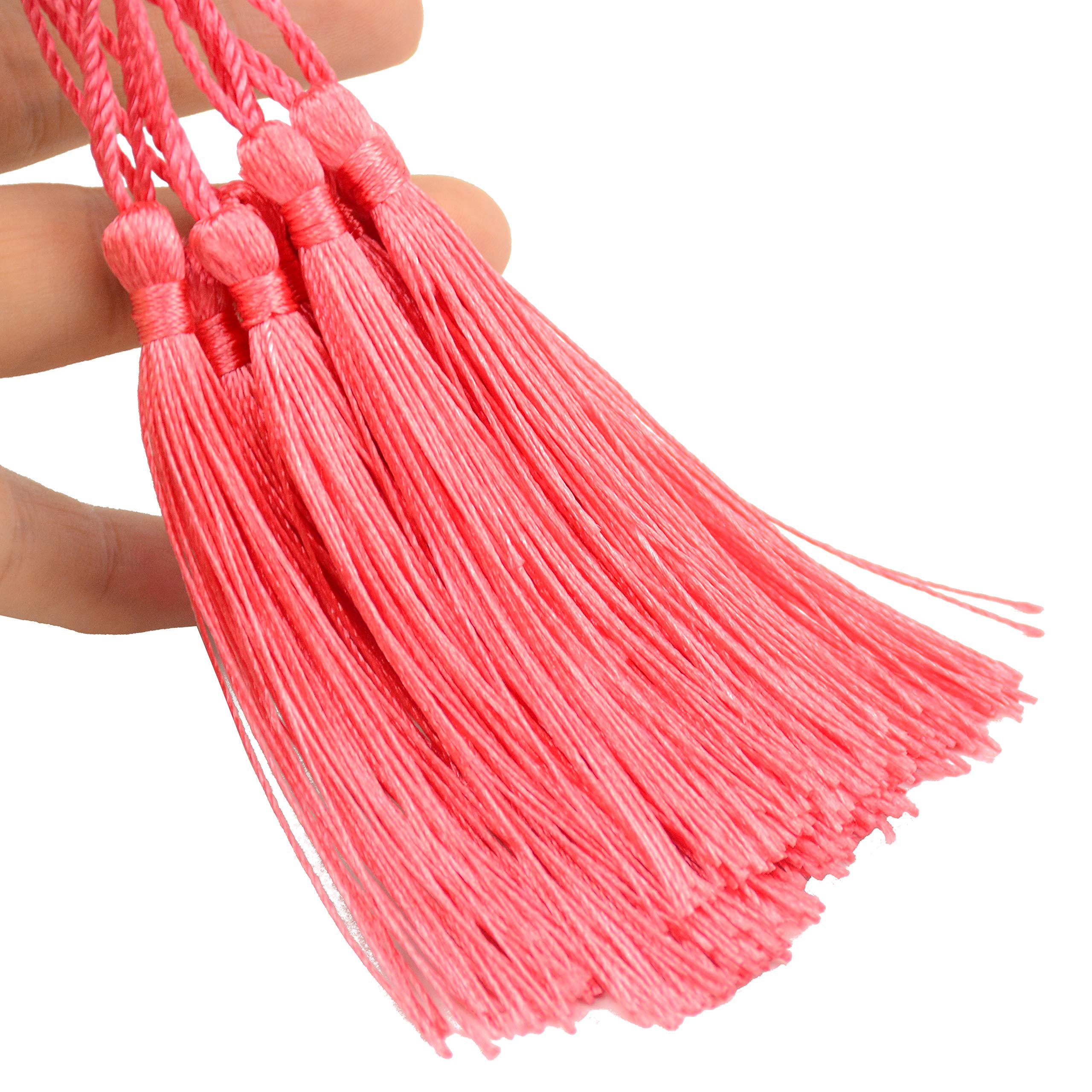 Makhry 100pcs 13cm/5 Inch Silky Floss Bookmark Tassels with 2-Inch Cord Loop and Small Chinese Knot for Jewelry Making, Souvenir, Bookmarks, DIY Craft Accessory (Dark Grey)