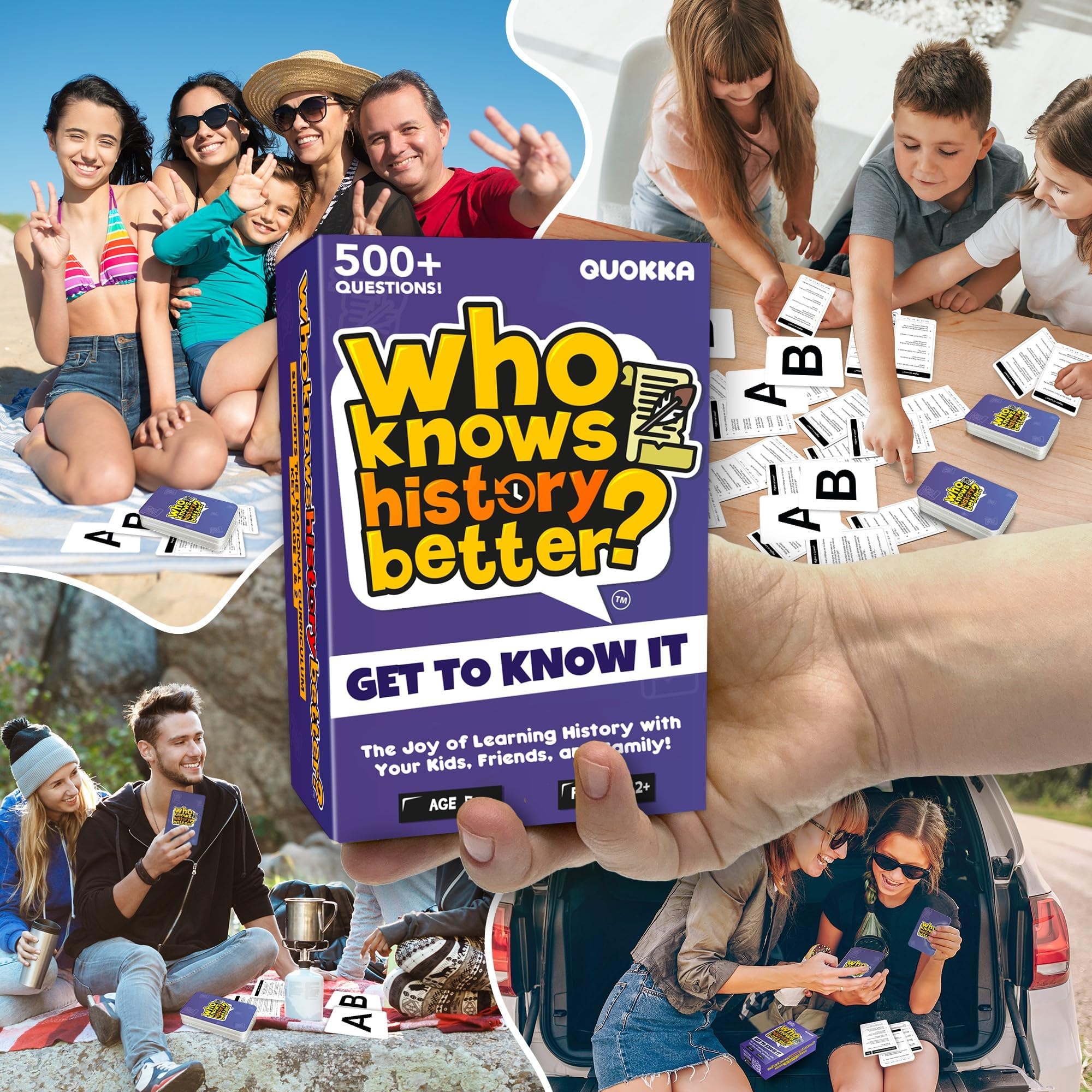 Family Board Games for Kids and Adults - Trivia Card Games for Kids 8-12 and Adults - Who Knows Me Better for Family Game Night - 500+ Facts Questions from Ages 6-8 — Fun Travel Car Activities for 5+