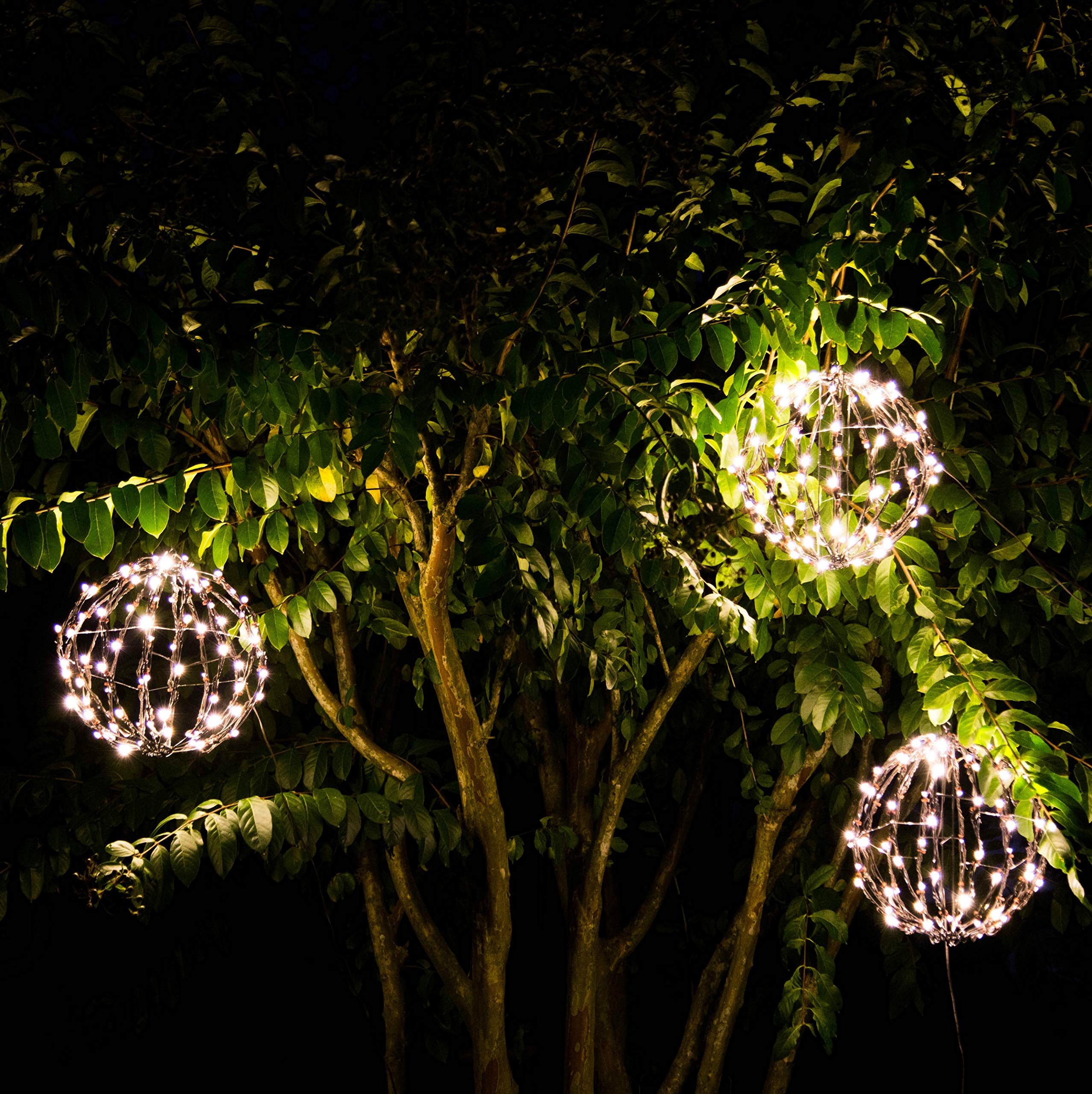 Elf Logic 3 Pack 12” Outdoor/Indoor LED Christmas Light Balls. Durable, Waterproof, Long-Lasting, Lightweight Bright Light Ball. Warm LED Lights for Holiday Decor, Patio, Wedding Decor