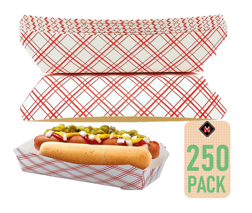 Mr Miracle 7 Inch Paper Hot Dog Tray in Kraft Paper. Pack of 25. Disposable, Recyclable and Fully Biodegradable. Made in USA