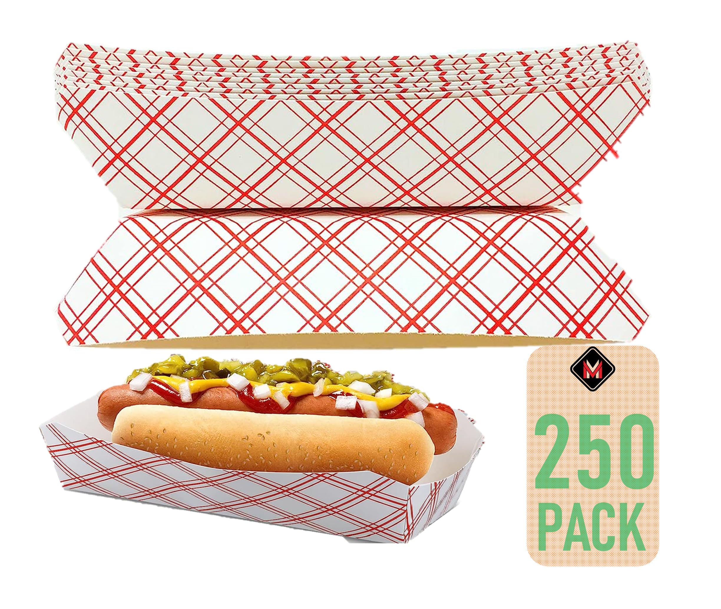 Mr Miracle 7 Inch Paper Hot Dog Tray in Kraft Paper. Pack of 25. Disposable, Recyclable and Fully Biodegradable. Made in USA