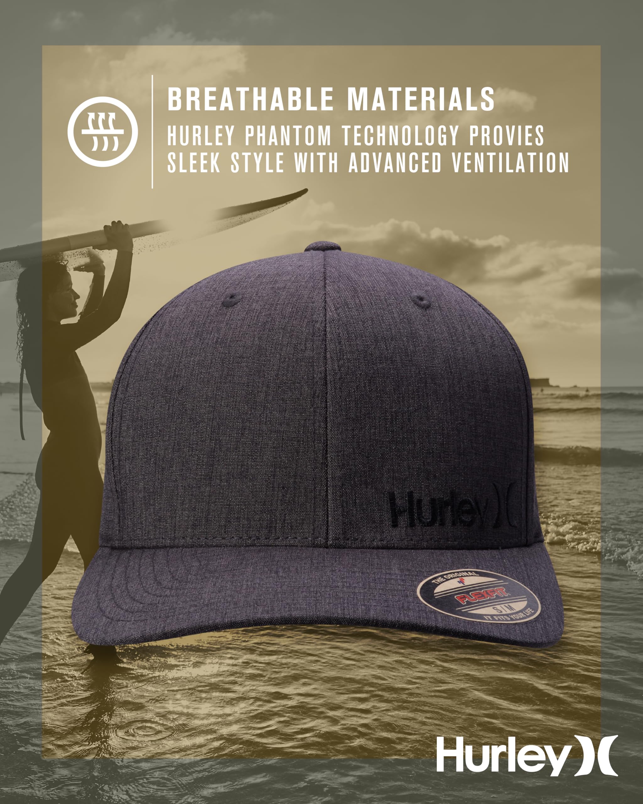 Hurley mens One & Only Corp Flexfit Perma Curve Bill Baseball Hat