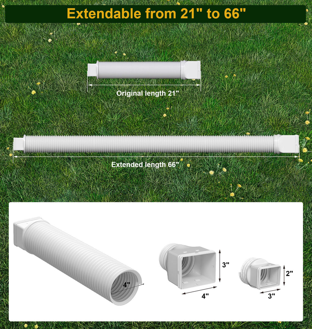 Ogutter Rain Gutter Downspout Extensions, Downspout Extender for Rainwater Drainage Flexible, Down Spout Drain Extension Pipe and Extendable from 21 to 66 Inches (Black)