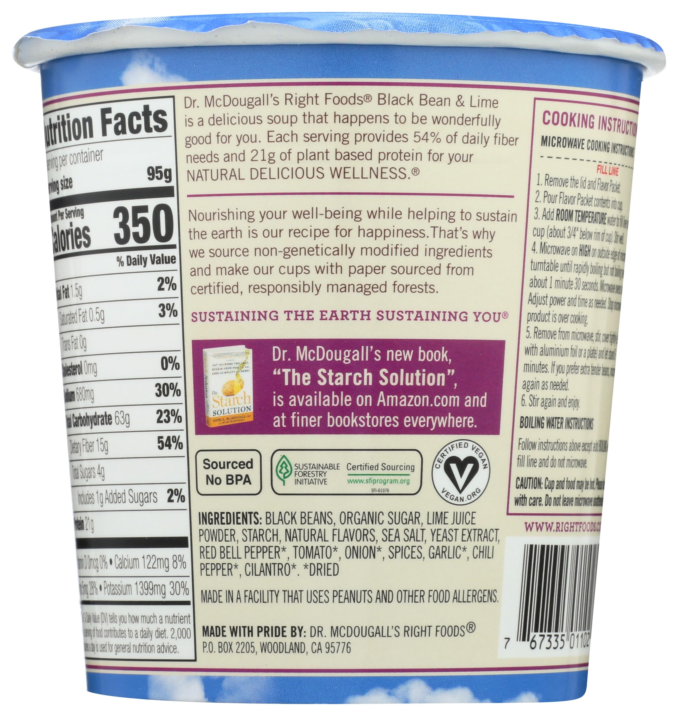Dr. McDougall's Vegan Black Bean & Lime Soup, 3.4 oz