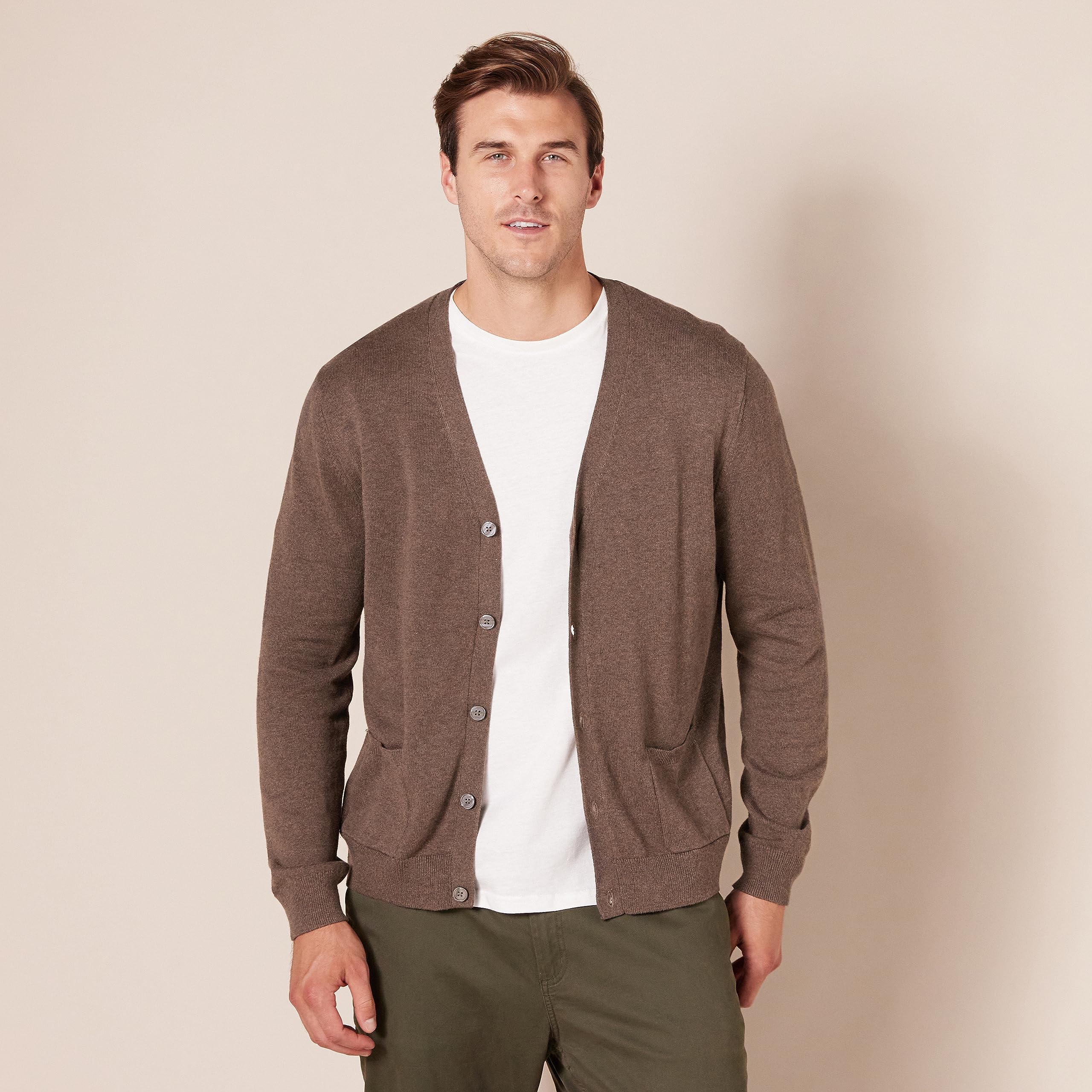 Amazon Essentials Men's V-Neck Cotton Cardigan Sweater