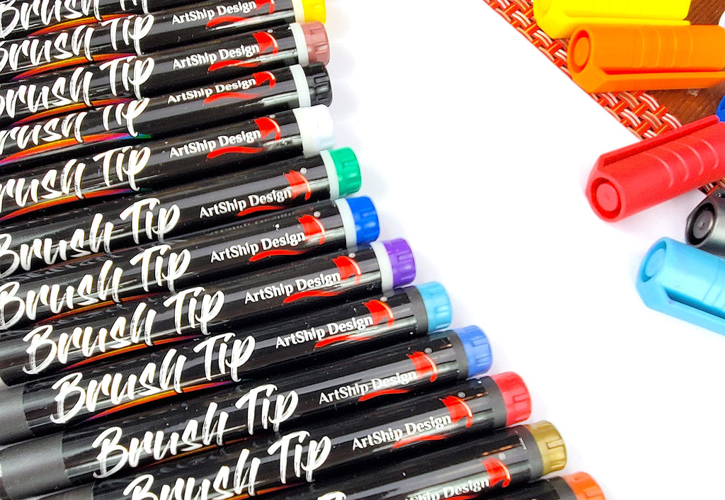 ArtShip Design 10 Black Acrylic Paint Pens, Double Pack of Both Extra Fine and Medium Tip Paint Markers, for Rock Painting, Mug, Ceramic, Glass, and Fabric Painting, Water Based Non-Toxic and No Odor