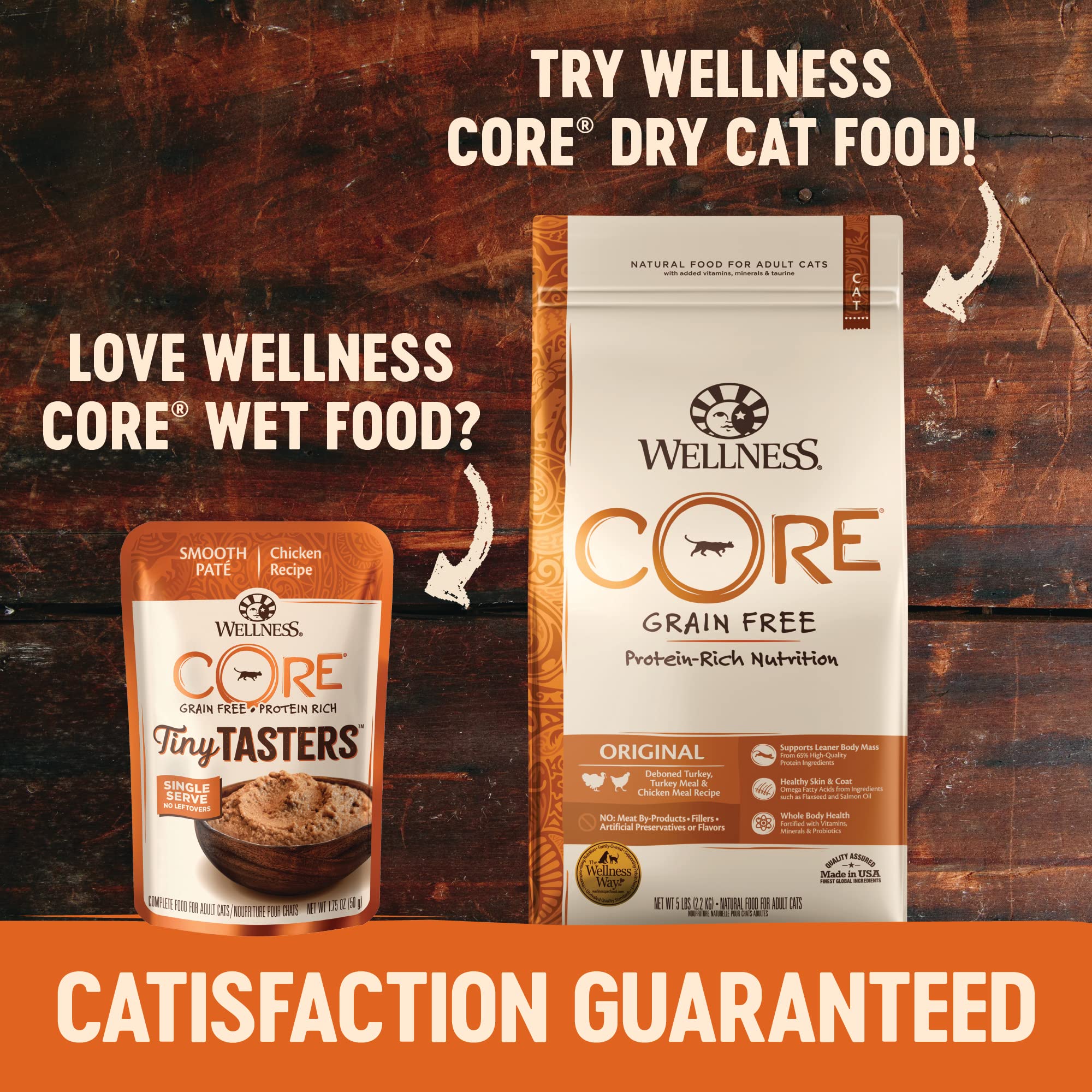 Wellness CORE Tiny Tasters Pate Adult Wet Cat Food, Natural, Protein Rich, Grain Free, Chicken Recipe, 1.75 oz, Pack of 12 Pouches
