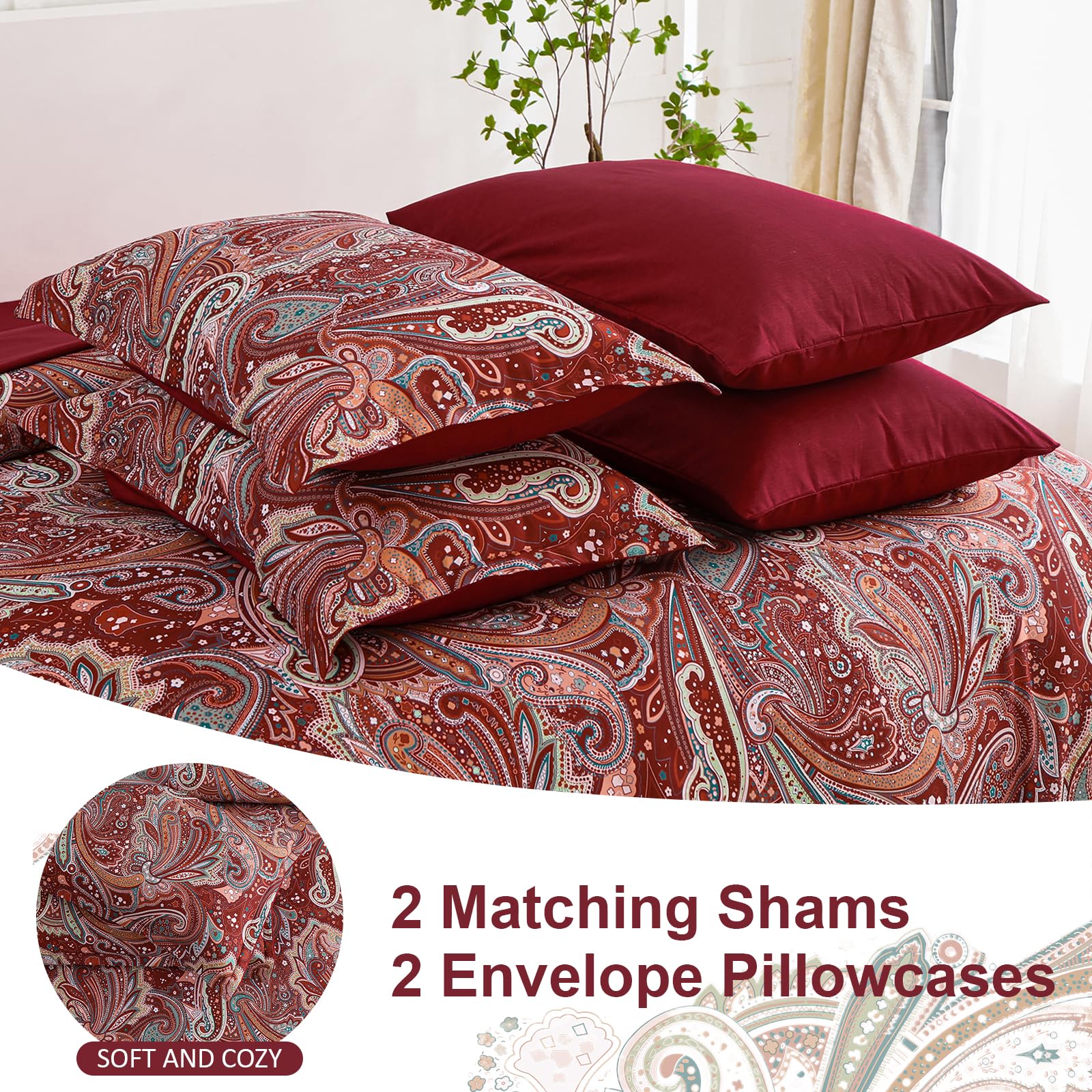 DJY Black Paisley Comforter Set Full Size 7 Piece Bed in a Bag Black and Grey Boho Paisley Pattern Comforter Set Soft Lightweight Microfiber Reversible Bedding Set for All Season