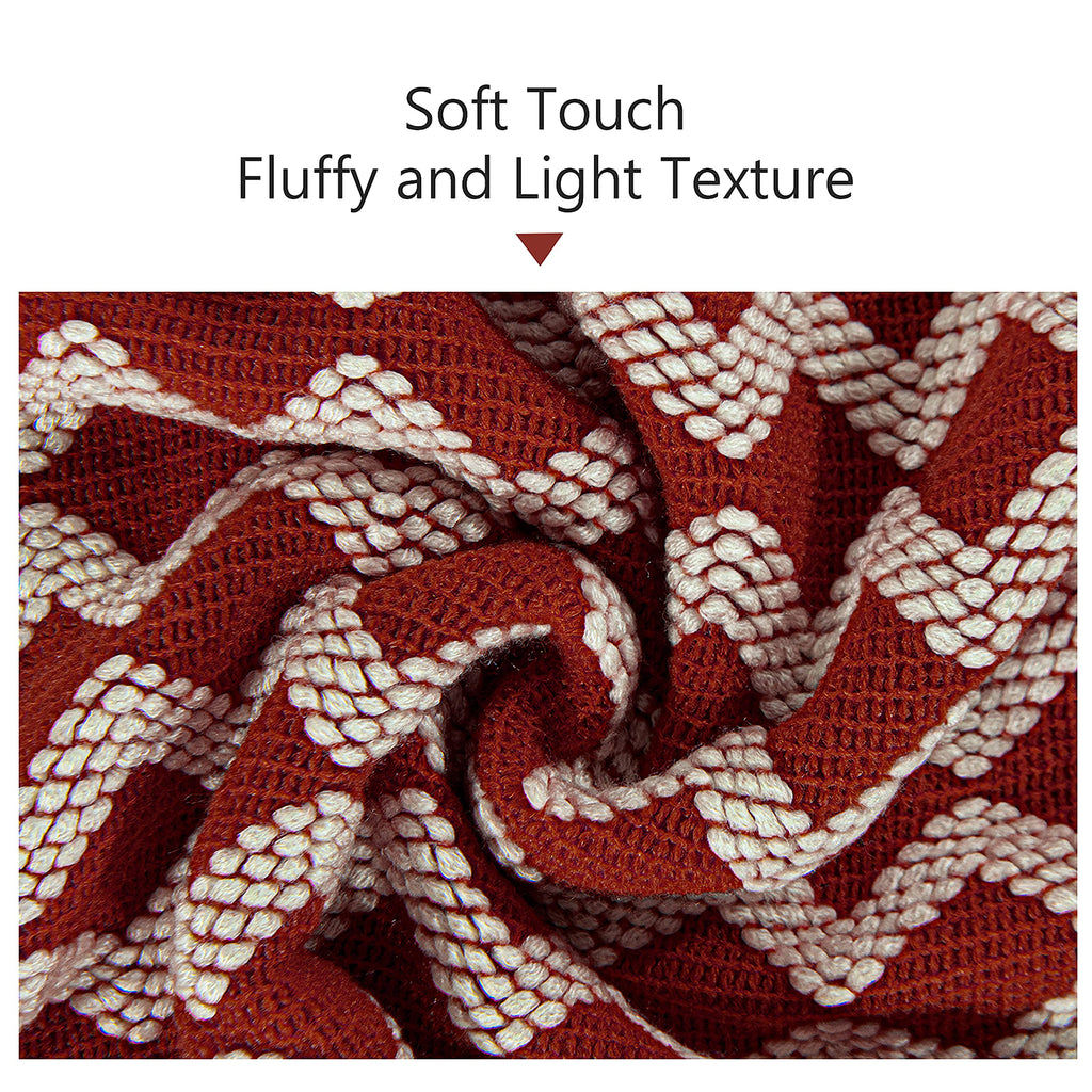 NTBAY Acrylic Knitted Throw Blanket, Lightweight and Soft Cozy Decorative Woven Blanket with Tassels for Travel, Couch, Bed, Sofa, 51x67 Inches, Grey Wave