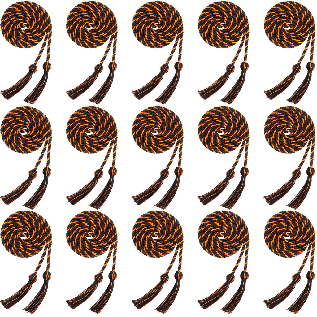 15 Pieces Graduation Honor Cord Braided Honor Cords with Tassels for Graduation Students (Black)