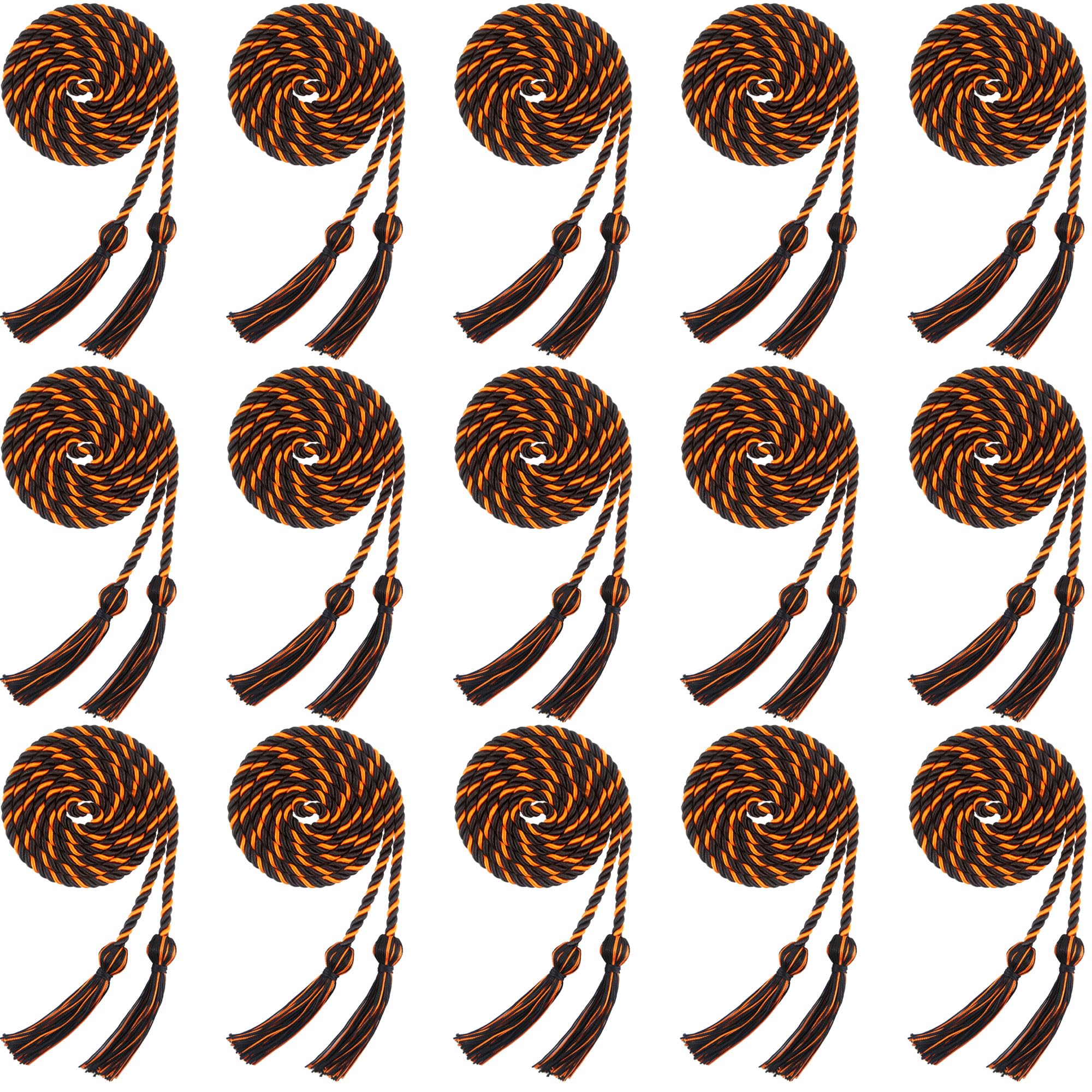 15 Pieces Graduation Honor Cord Braided Honor Cords with Tassels for Graduation Students (Black)