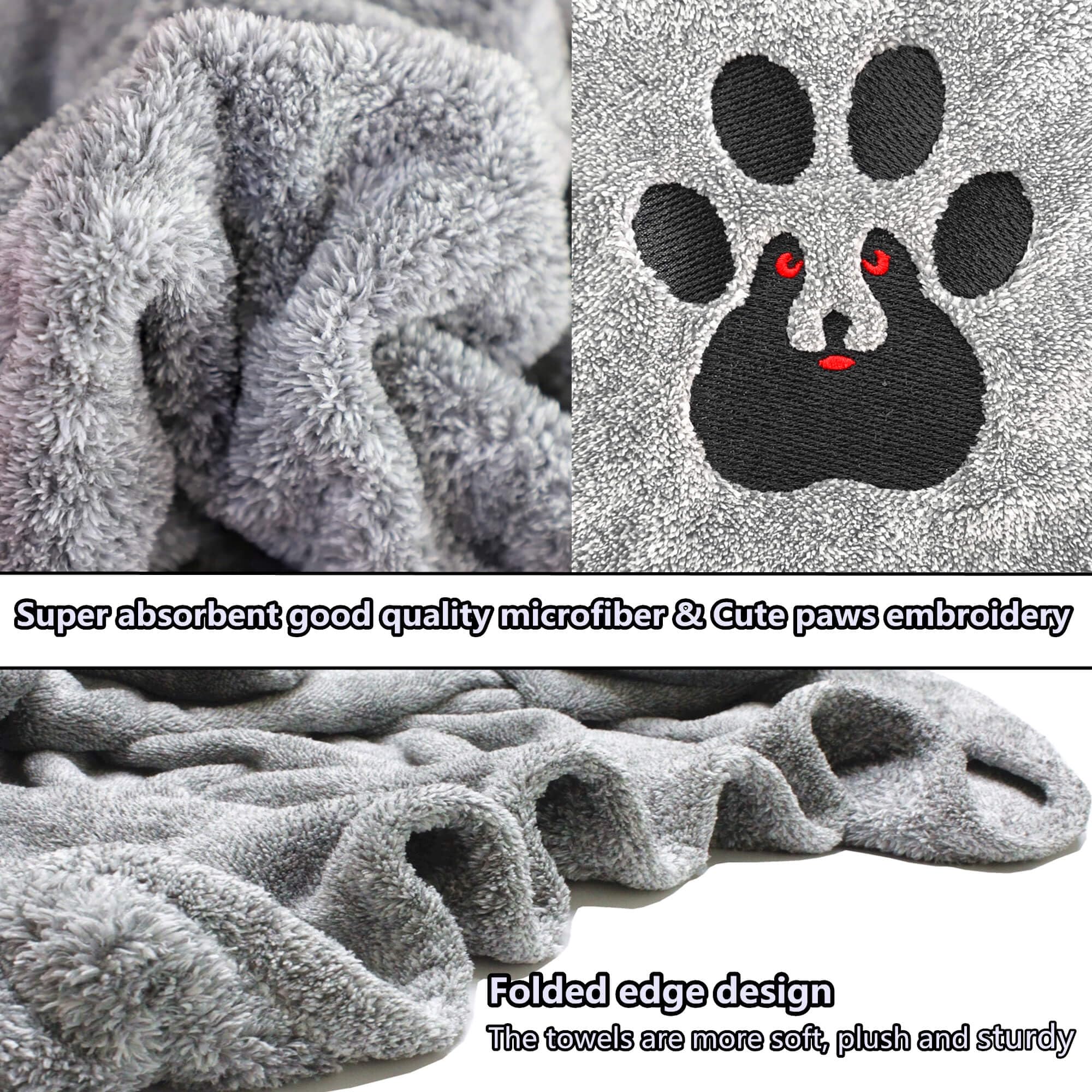 Dogvingpk Medium Dog Towel 4 Pack, Super Absorbent Soft Quick Drying Microfiber Pet Bath Towels for Medium & Small Dogs (M-36" * 28", 2Grey and 2Brown)