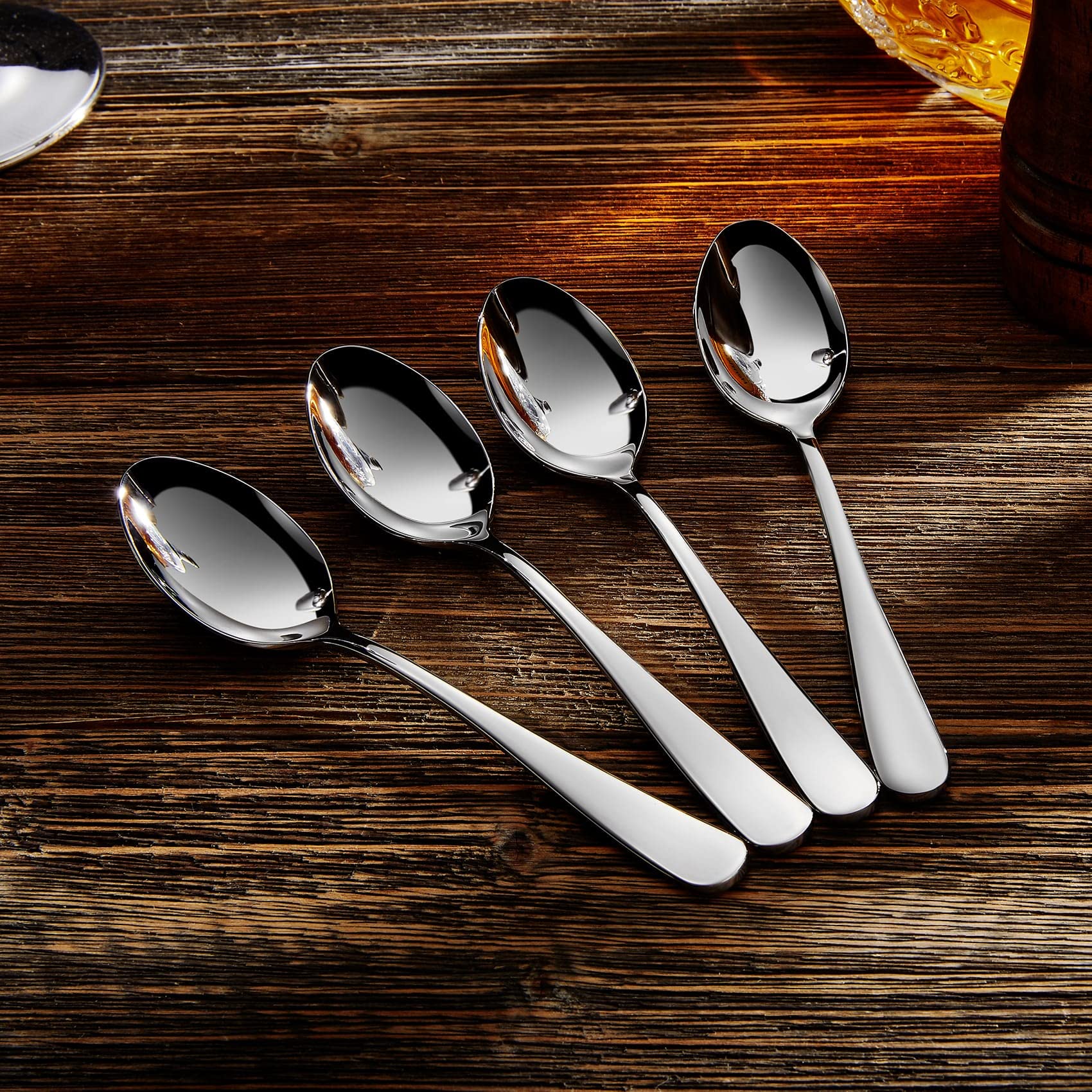 KEAWELL Premium Louise Spoons Set, Set of 4, 18/10 Stainless Steel, Exceptional mirror finish, Dishwasher Safe (5.6" Small Spoon)