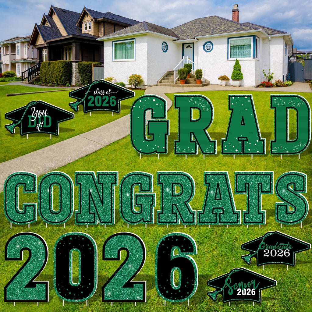 HOVACY 20 PCS Black Gold Graduation Yard Signs Class of 2026 | Black Gold 20 PCS, 40 Stakes, 11.57 x 16.14 in, Corrugated Plastic, Waterproof, Congrats Grad Sign, Graduation Sign