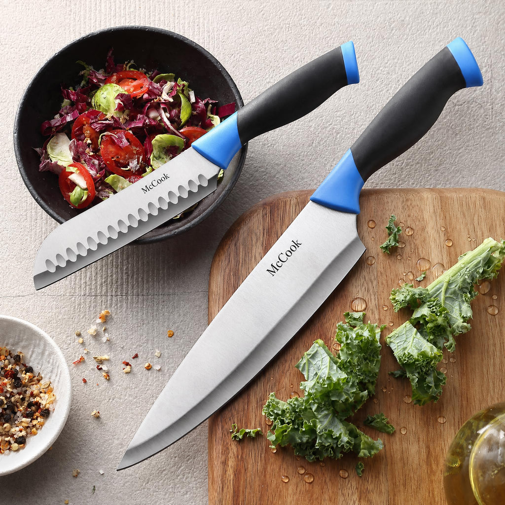 McCook® Knife Sets,German Stainless Steel Kitchen Knife Block Set with Built-in Sharpener, 20-Piece Razor-Sharp Kitchen Knives, Forged Triple Rivet,Full Tang,Ergonomic Handle,Elegant Box for Gift