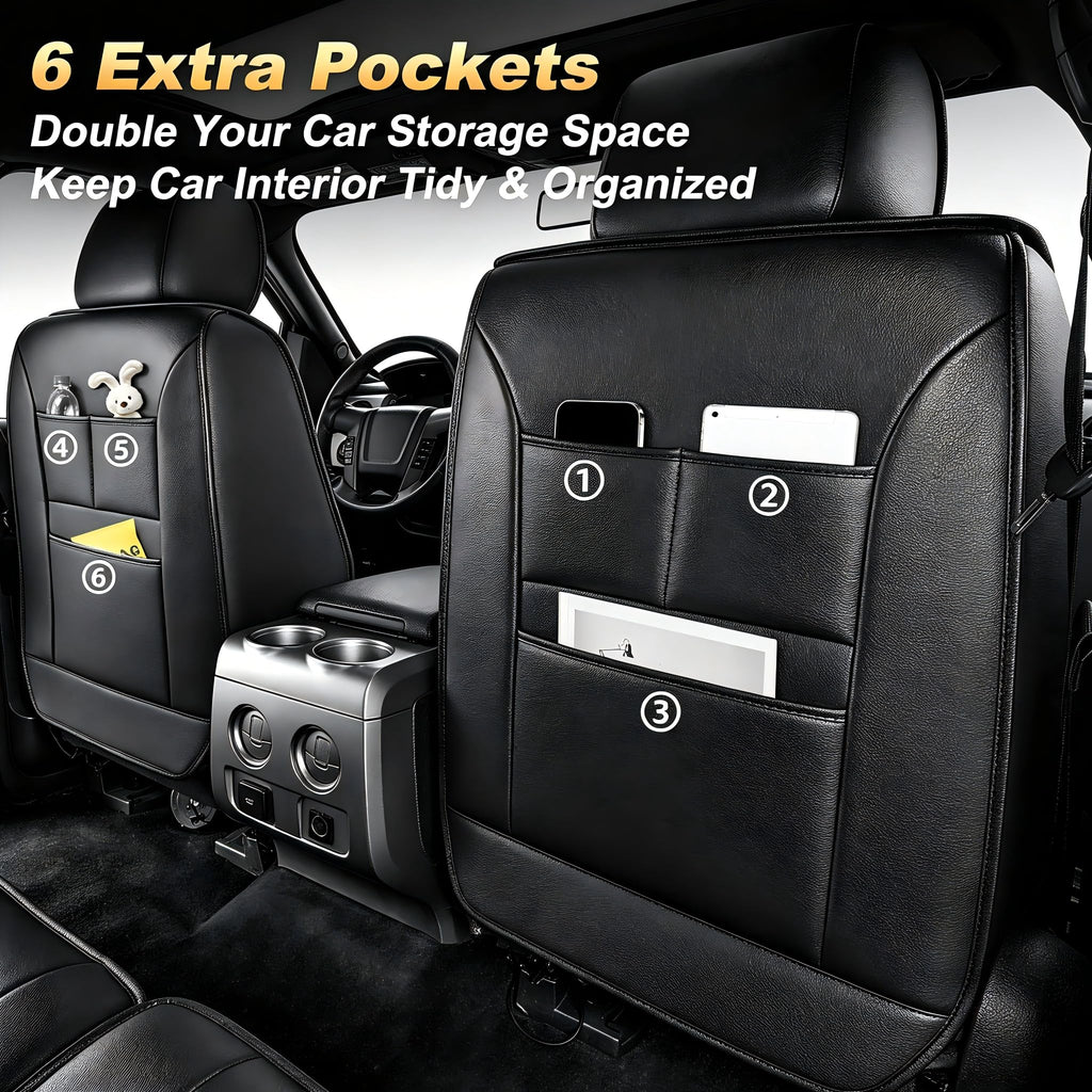 AOMSAZTO Seat Covers Fit for Ford F150 : 2009-2024 2025 2026 - F250/F350/F450 2017-2024 2025 2026 Truck Pick-up Front Car Seat Covers Faux Leather(Blackline, 2PCS Front)