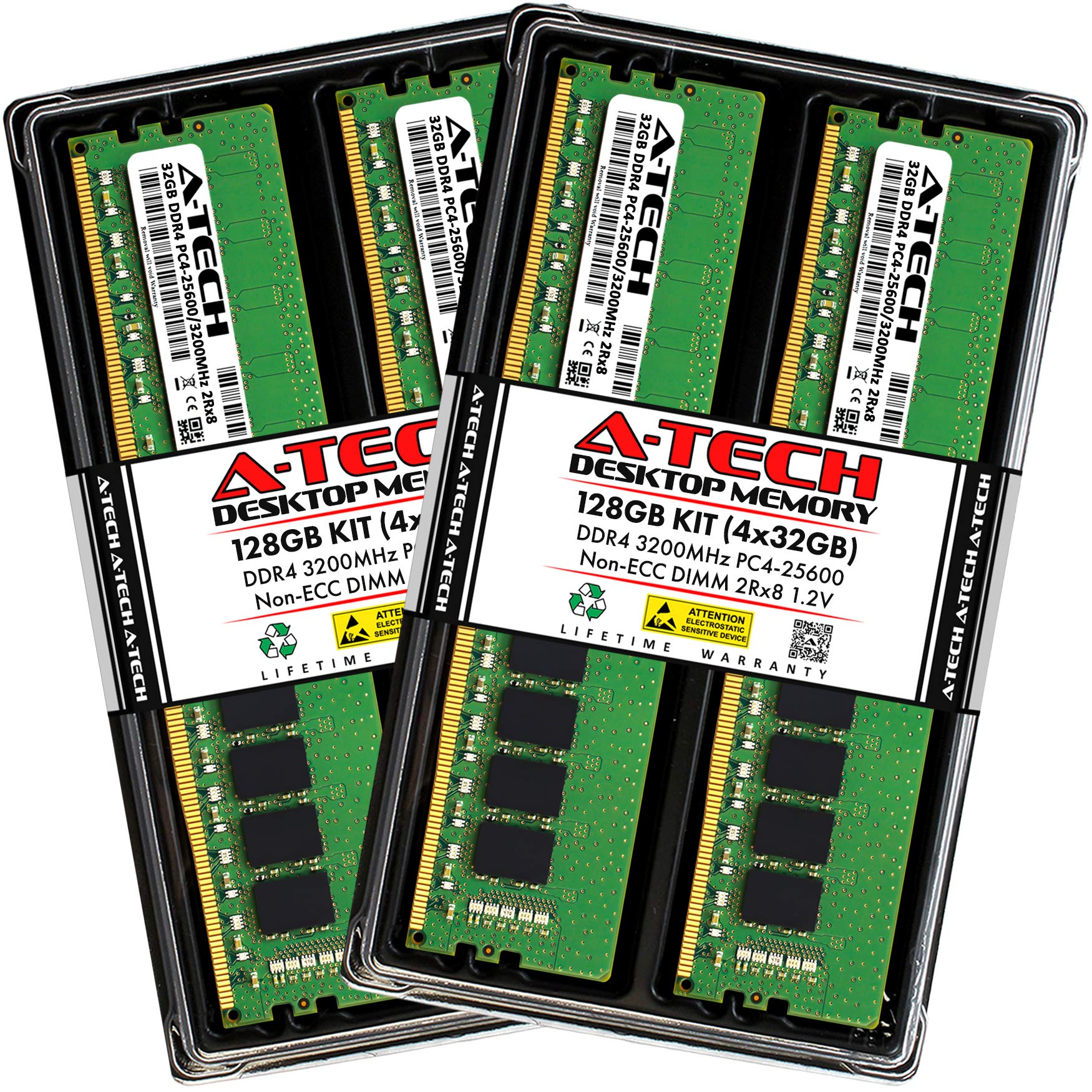 A-Tech 8GB DDR4 3200 MHz UDIMM PC4-25600 (PC4-3200AA) CL22 DIMM Non-ECC Desktop RAM Memory Module
