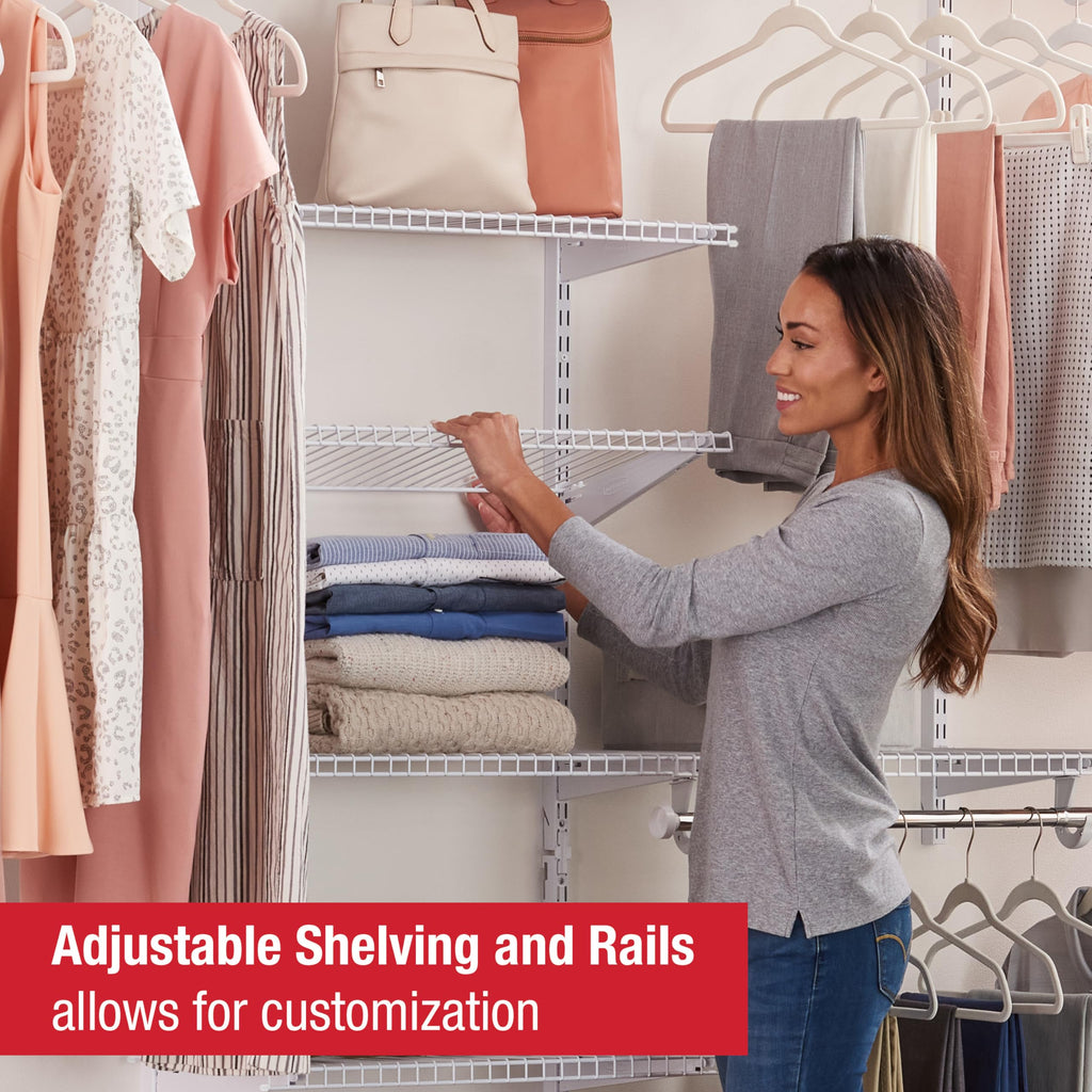 Rubbermaid Configurations Deluxe Custom Closet Kit, 3-6 Ft. Adjustable Metal Wire Shelving, Titanium Finish, Expandable Organization System, Hardware Included, for Home Closet/Pantry/Laundry/Mudroom