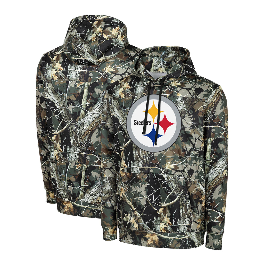 FOCO NFL Men's Official Sideline Hunter Camo Primary Logo Performance Pullover Hoodie Sweatshirt