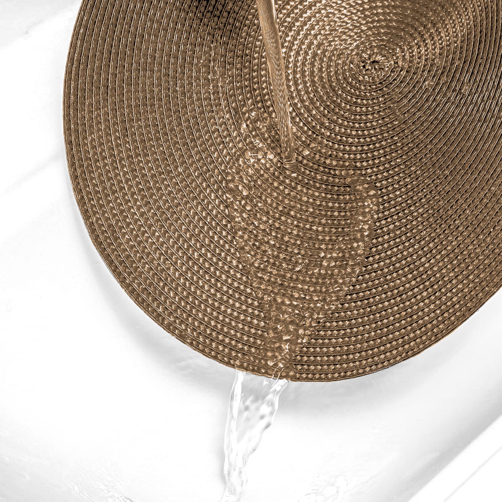 AHHFSMEI Round Placemats Set of 6 Heat Resistant Washable Non-Slip Woven Braided Table Mats for Dining Table Kitchen & Home Decor (Beige)