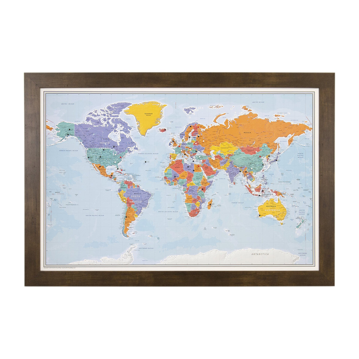 Personalized Canvas Rolled Poster World Map Wall Art with Pins – Large 24" x 36" Blue Oceans Map of the World – Push Pin Travel Decor for Home or Office