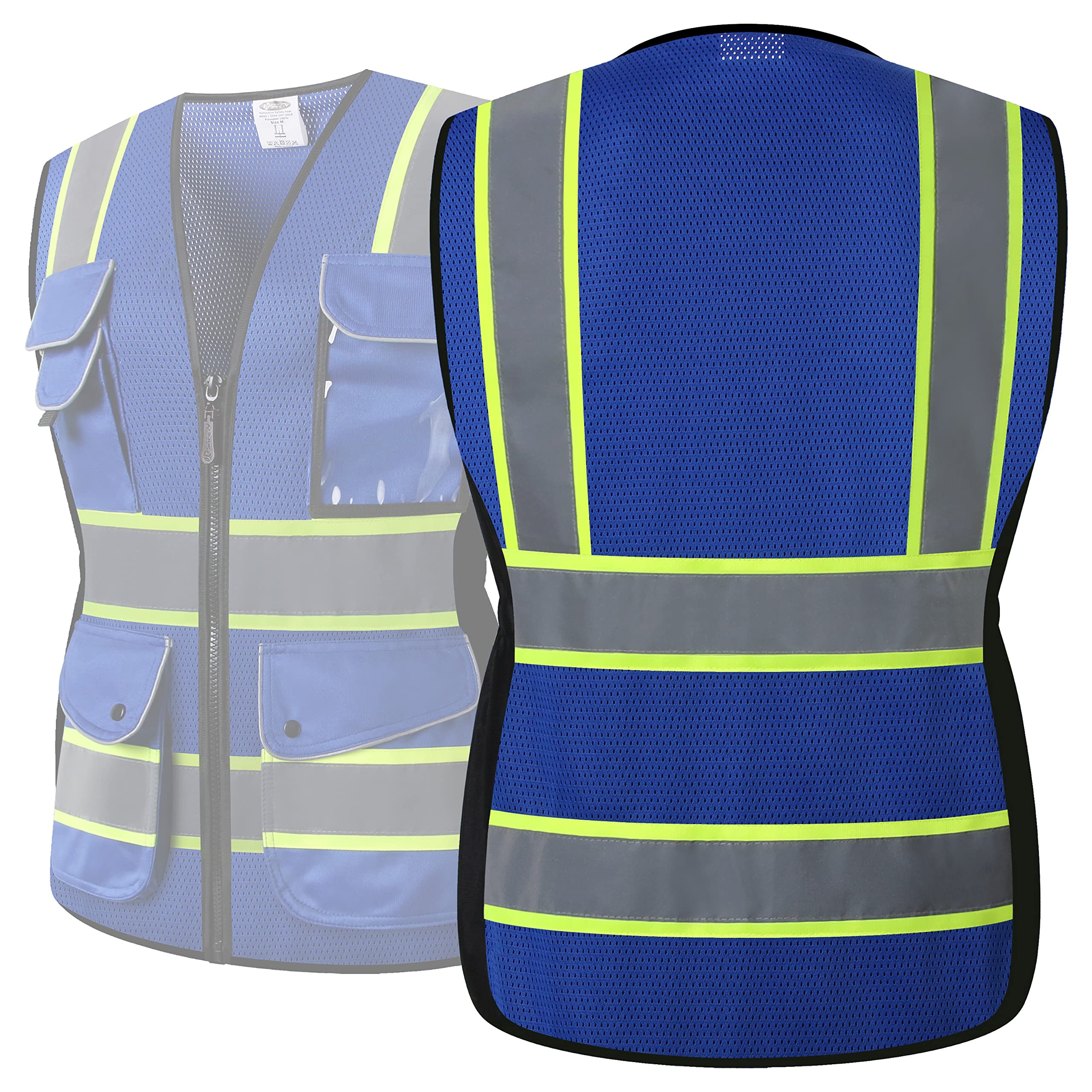 JKSafety Women Hi-Vis Reflective Safety Vest | Neon Color body Sewed Reflective Strips Breathable Lightweight ANSI Compliant
