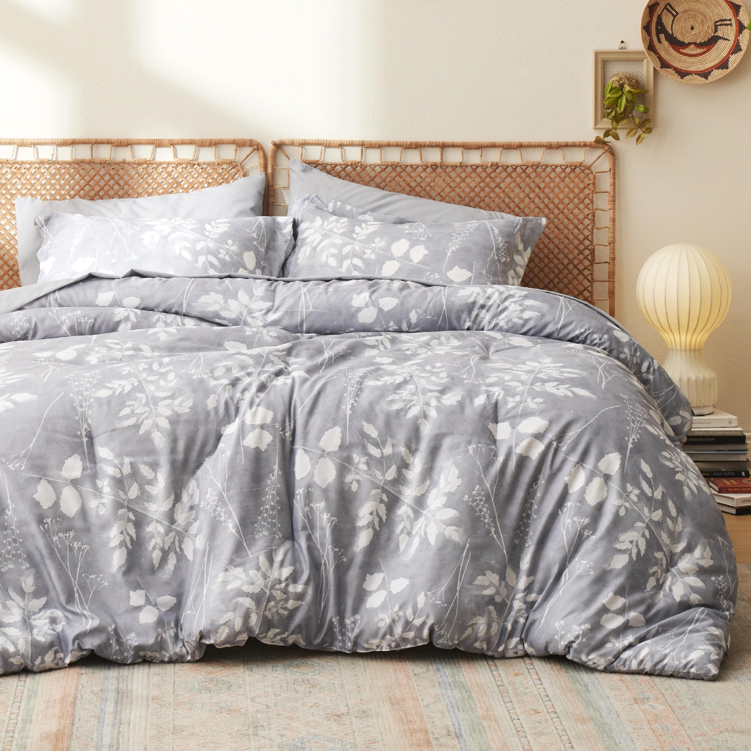 Bedsure Twin Comforter Set - 5 Pieces Floral Sage Green Soft Bedding Sets, Twin Bed in a Bag with Botanical Flowers Comforter, Sheets, Pillowcase & Sham