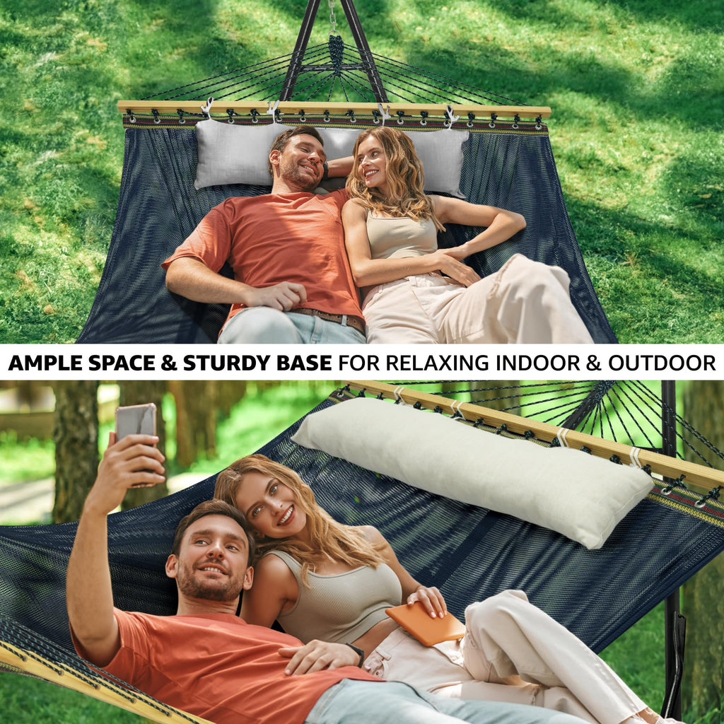 Tranquillo Unity Adjustable Hammock Stand, Hammocks Stands for The Garden, 800 lbs Capacity Steel Double Hammock Stand for 2 Persons, Premium Pre-Assembled Stand (Steel, Aegean)
