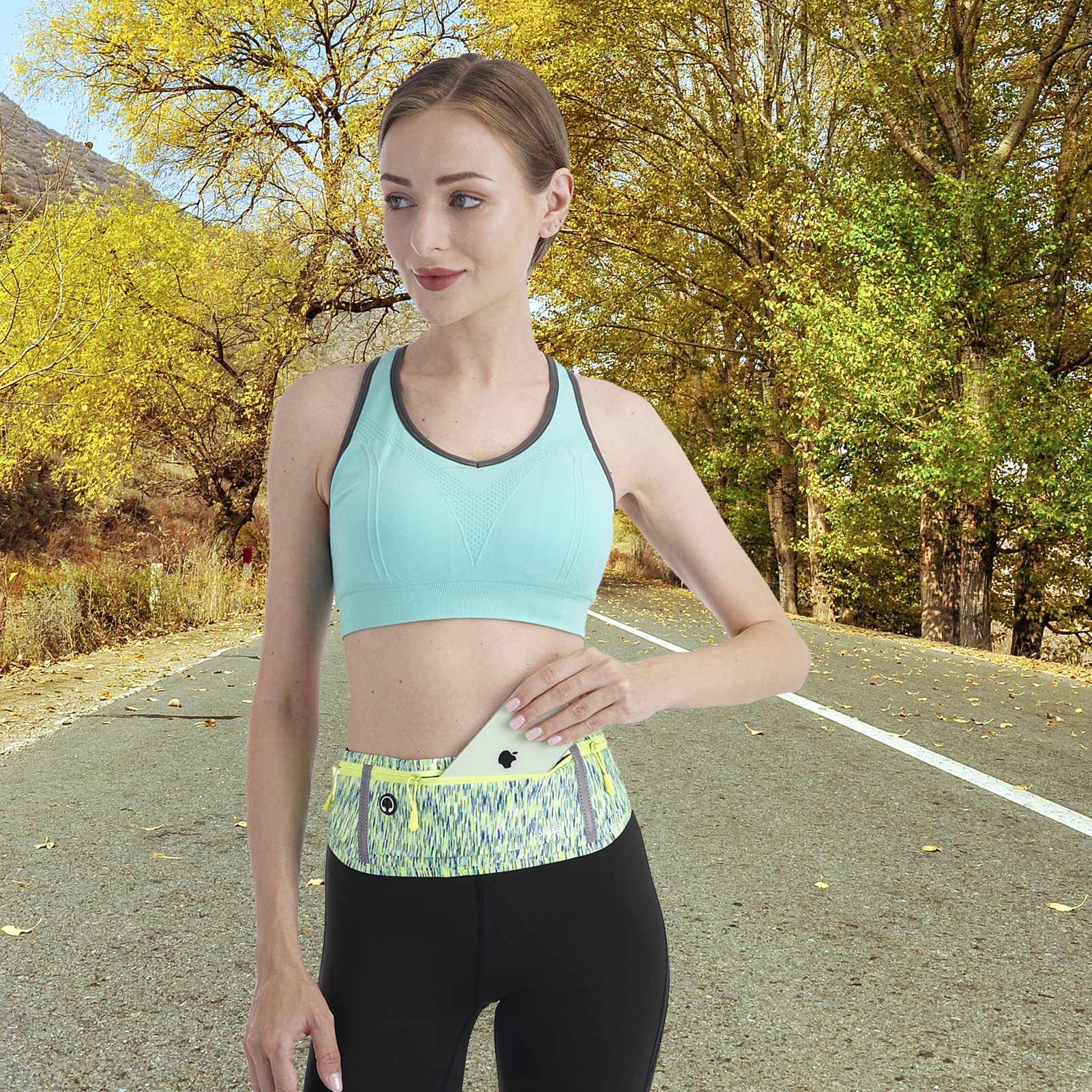 USHAKE Slim Running Belt, Workout Fanny Pack for Men Women,Exercise Waist Pack for Apple iPhone Holder, Runner Belt for Running Walking Cycling Camping Gym Black