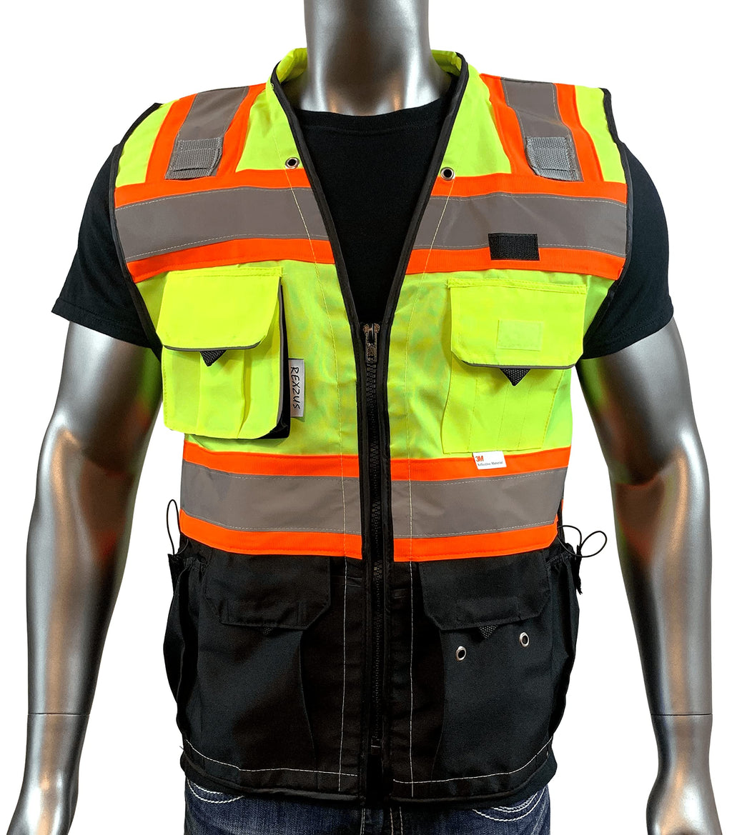 Men's Black Series Safety Vest with Zipper and Utility Pockets (Medium, Black)