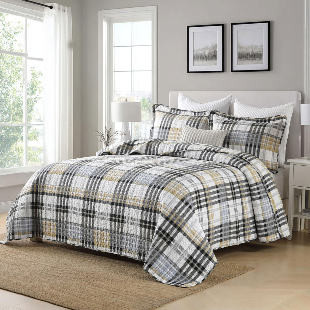 Yellow Quilts Queen Size, Paisley Comforter Set Queen Cotton Bed, Yellow Grey White Comforter, Striped Bedding Queen Size, Lightweight Luxury Bedspread,3 Piece
