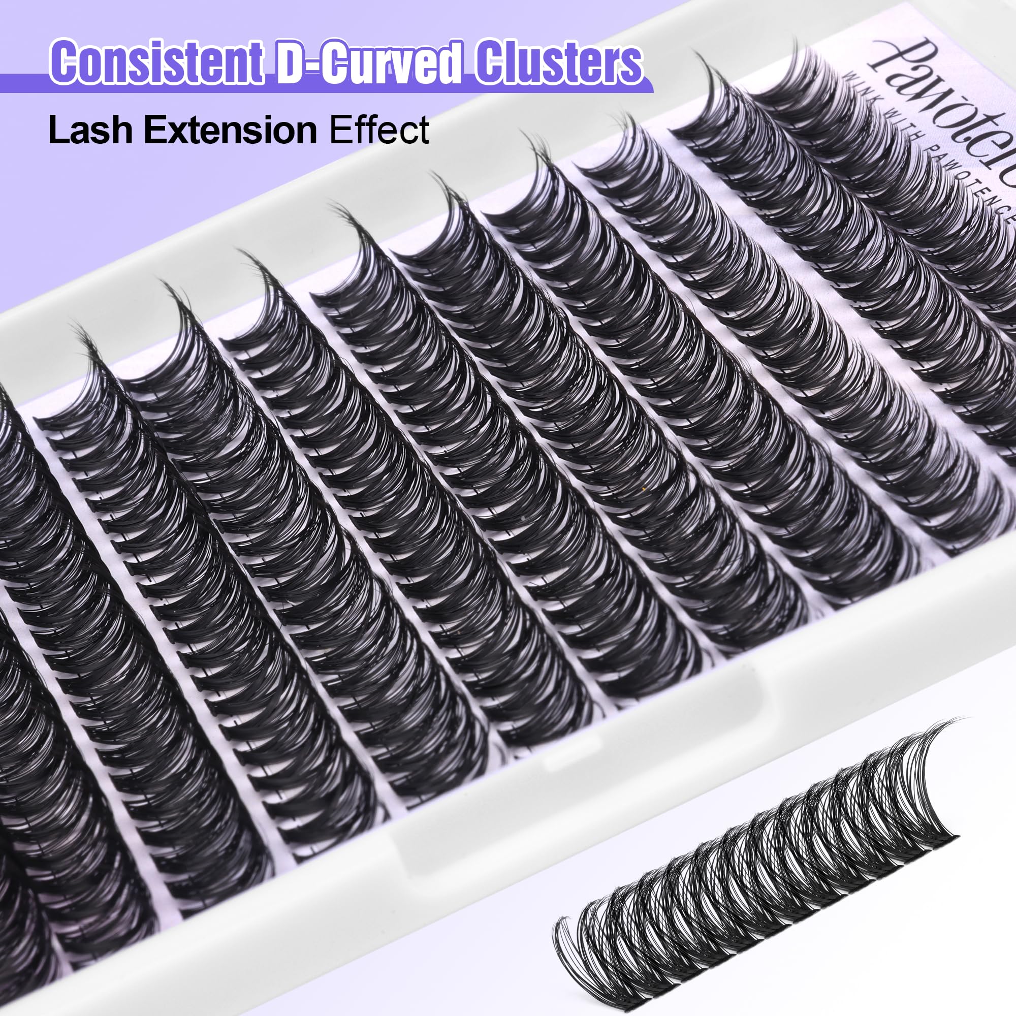 Pawotence Lash Extension Kit DIY 280pcs Individual Lash Clusters Kit 20D&30D Natural 9-15mm Cluster Eyelash Extensions Kit with Lash Bond and Seal, Tweezers for Self Use (20D&30D, 0.07D, 9-15mm, Kit)