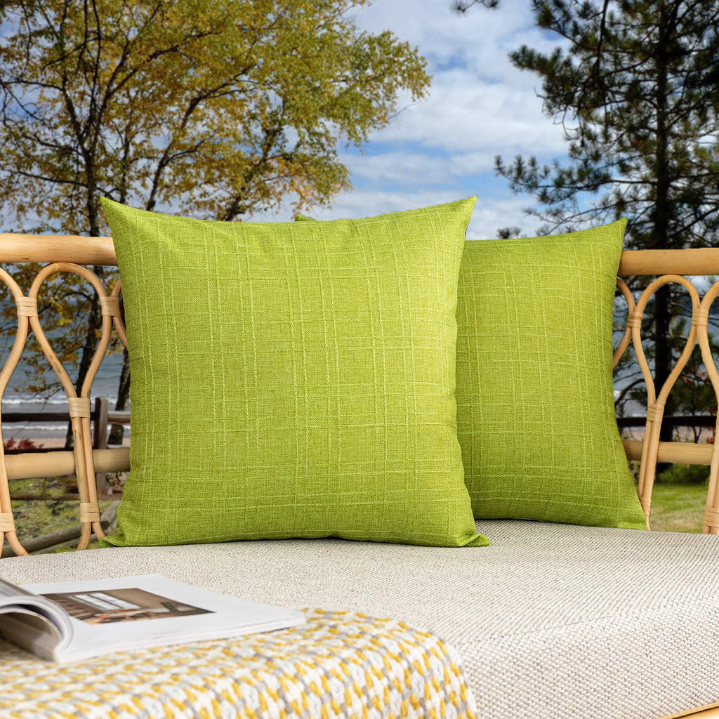Kevin Textile Pack of 2 Outdoor Waterproof Pillow Covers Checkered Decorative Cushions Sham Throw Pillowcases Shell for Patio Tent Garden Couch Bed Sofa 16x16 Inch Army Green
