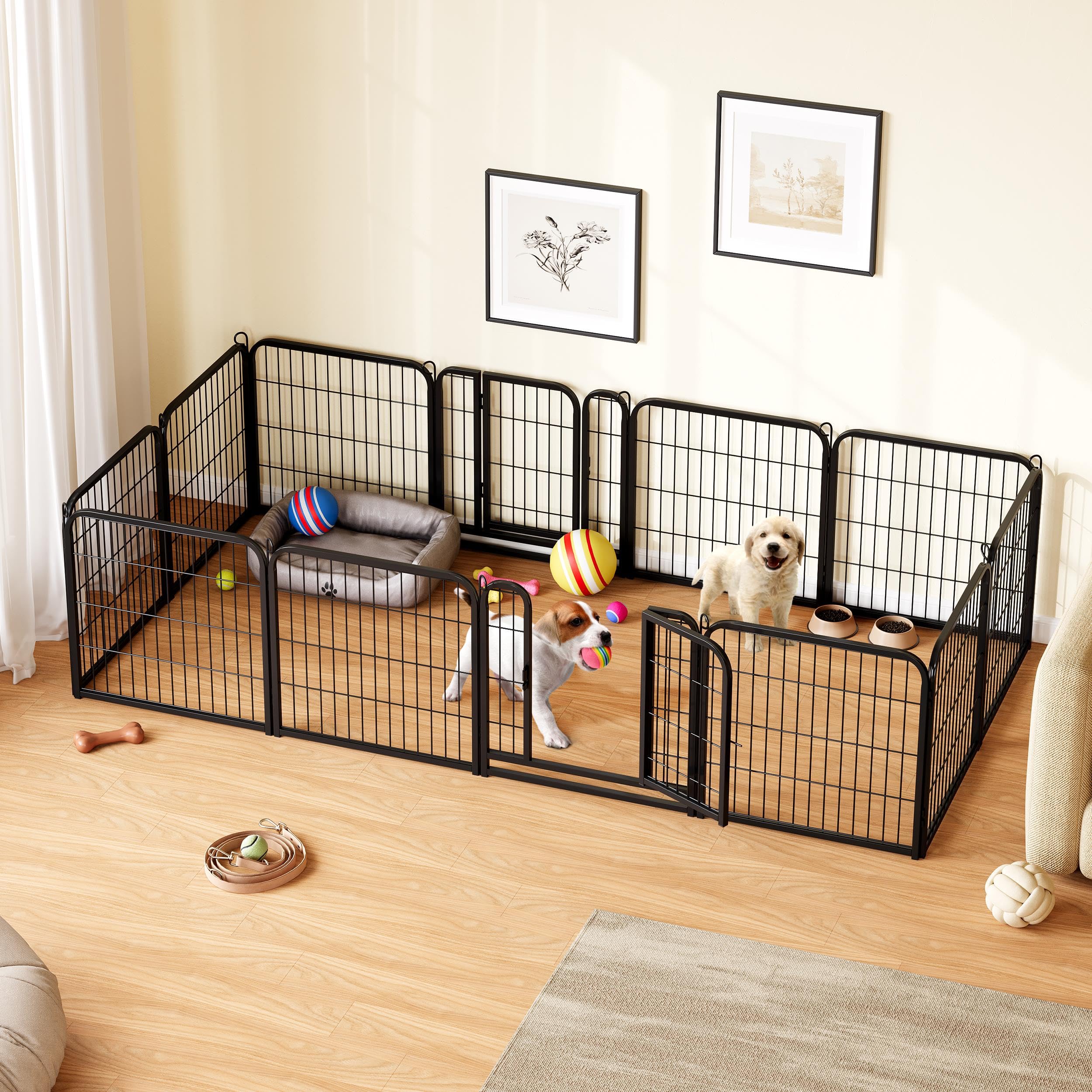 Yaheetech Dog Playpen, 24 inch 2 Panels Dog Pen for Indoor Heavy Duty Puppy Exercise Pen Metal Pet Fence for RV Camping/Yard/Garden