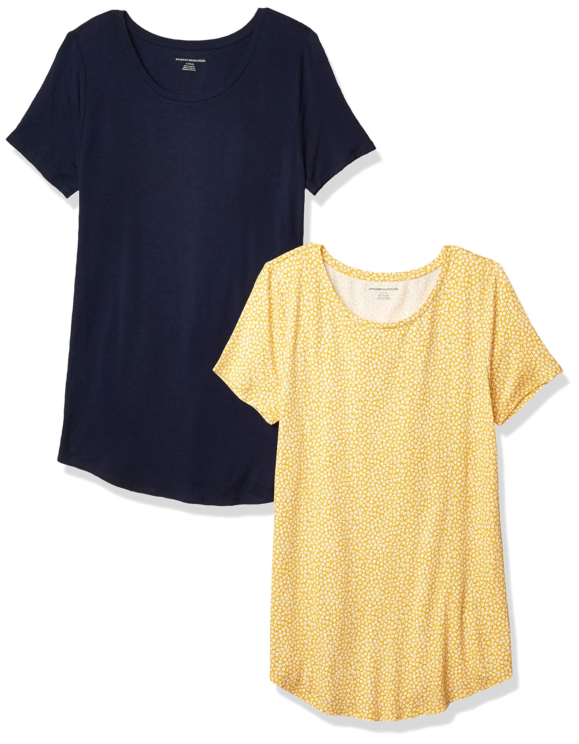 Amazon Essentials Women's Short-Sleeve Scoopneck Tunic Tops, Pack of 2