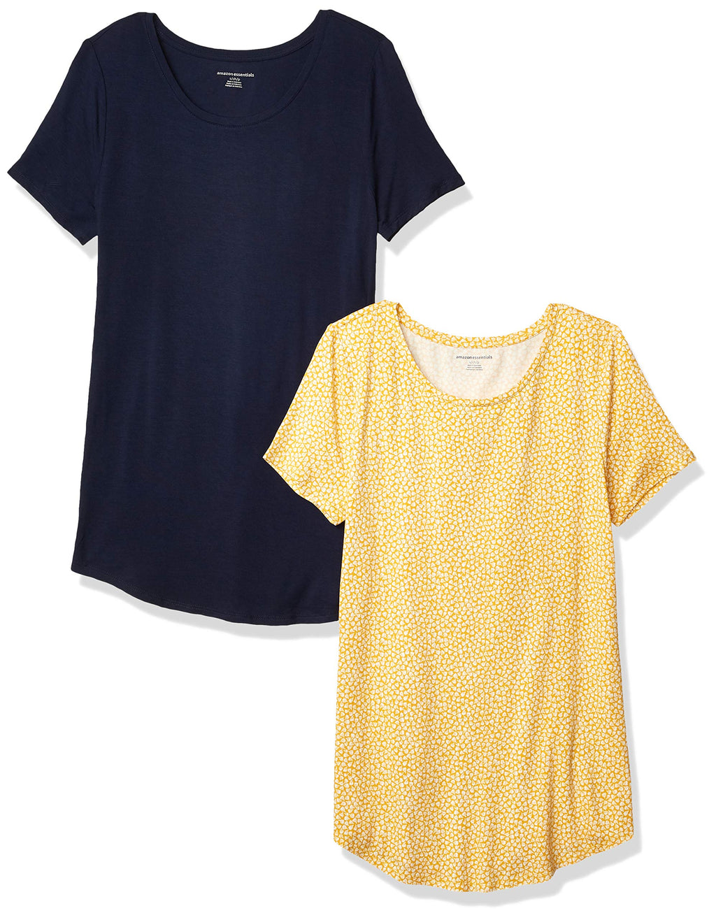 Amazon Essentials Women's Short-Sleeve Scoopneck Tunic Tops, Pack of 2