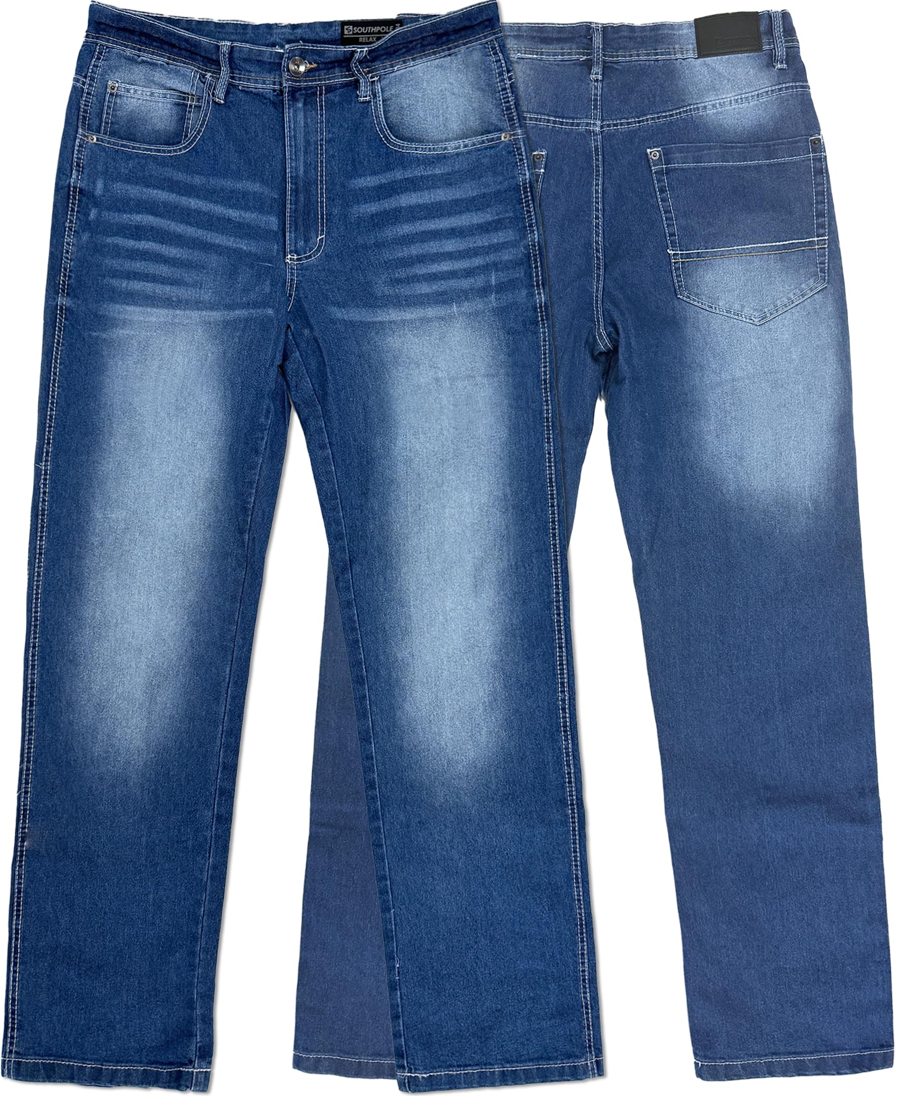 Southpole Mens Mid Rise Stretchable Straight Relaxed Fit Cross Hatch Denim Pants