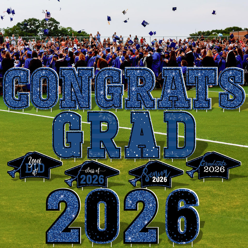 HOVACY 20 PCS Black Gold Graduation Yard Signs Class of 2026 | Black Gold 20 PCS, 40 Stakes, 11.57 x 16.14 in, Corrugated Plastic, Waterproof, Congrats Grad Sign, Graduation Sign