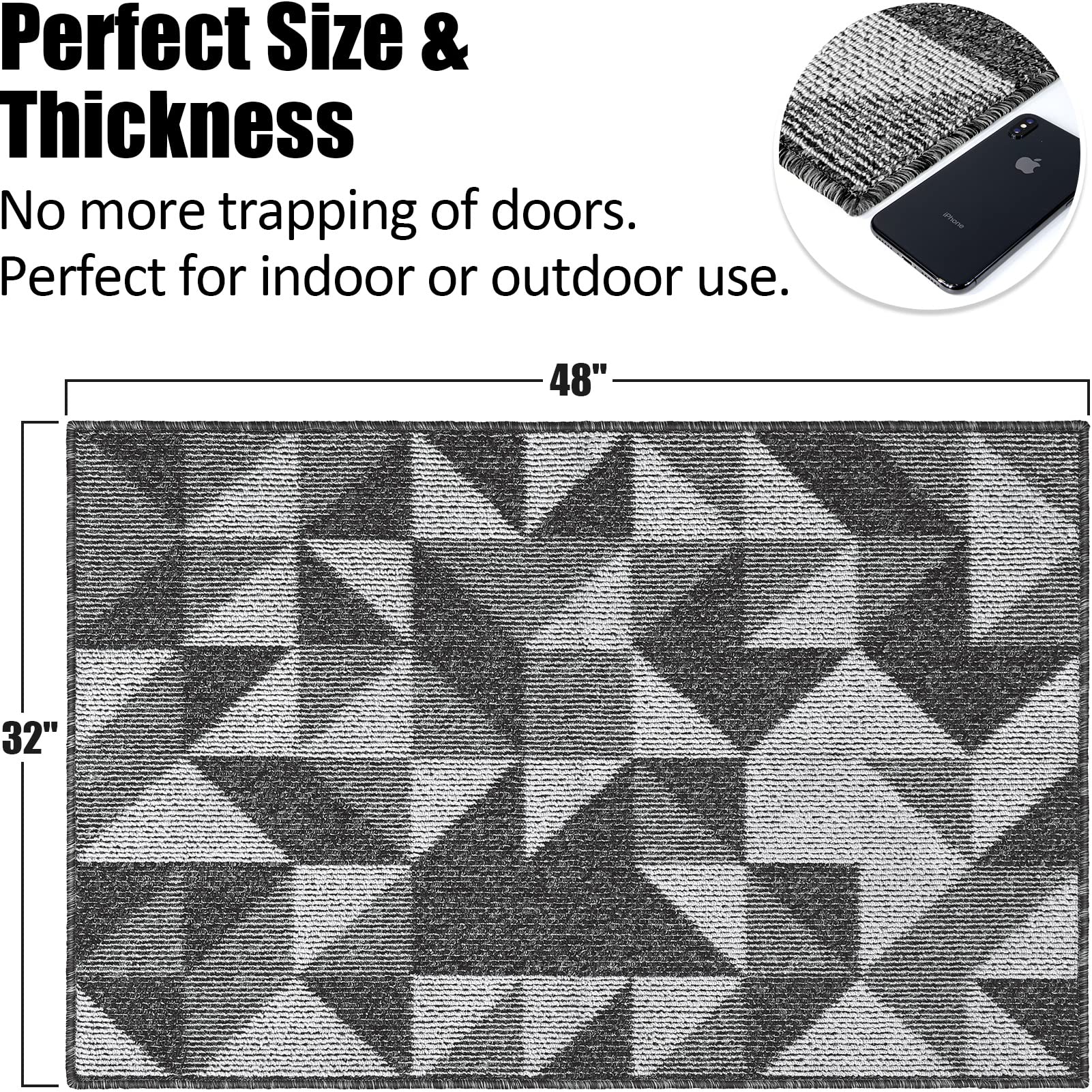 Indoor Doormat 24"x 36", Absorbent Front Back Door Mat Floor Mats, Rubber Backing Non Slip Door Mats Inside Mud Dirt Trapper Entrance Door Rug Carpet, Machine Washable Low Profile-Brown Time Cloister