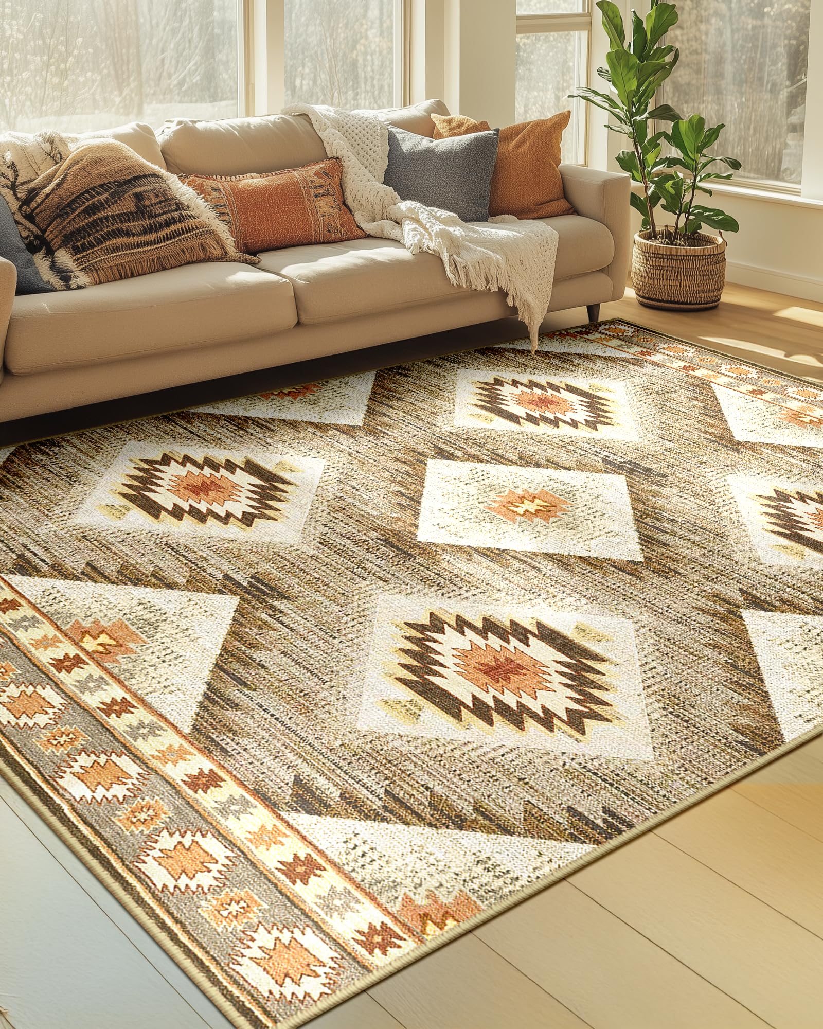 BESTSWEETIE Area Rug 2x3 Rug Machine Washable Non-Slip Low Pile Print Pattern Western Rug for Living Room Bedroom Entryway Tribal Series-Abstract/Cowhide