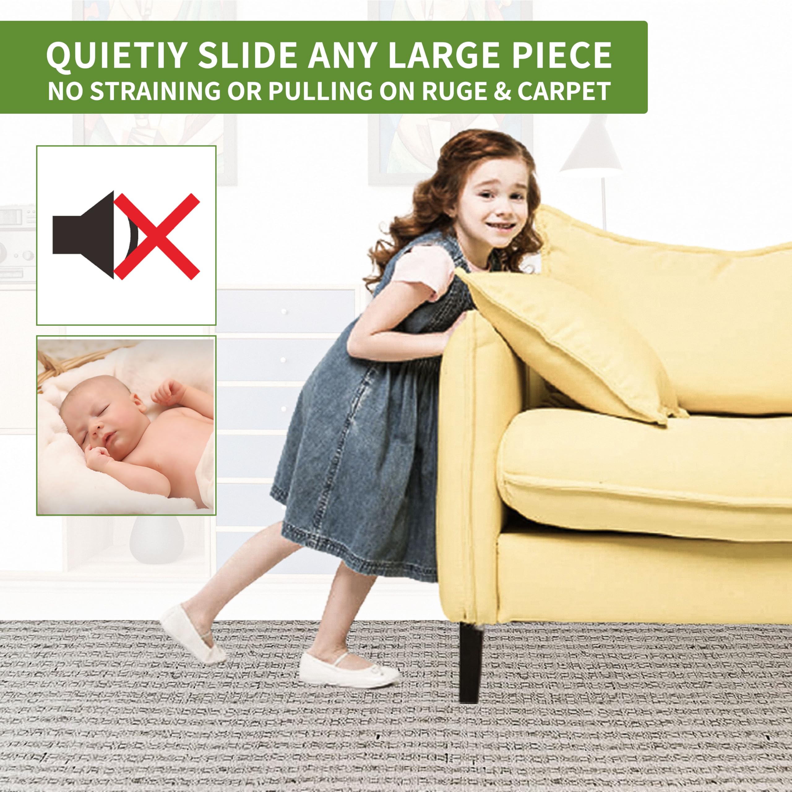 Furniture Sliders for Carpet 4 PCS - 9 1/2 inch Furniture Moving Slider Chair Legs Floors Protectors– Move Your Furniture Easy & Safely (for Carpet)